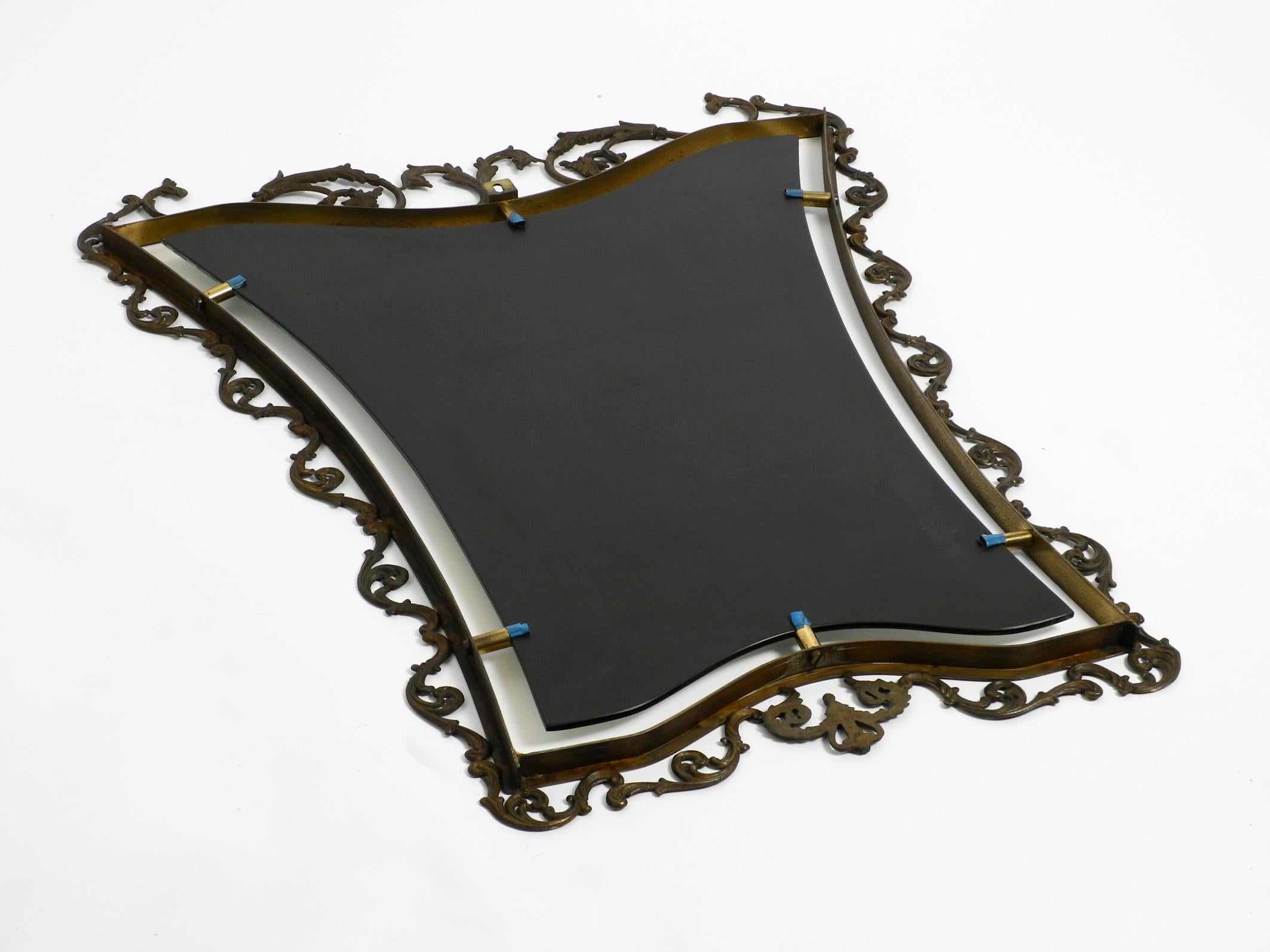 Extraordinary Large, Heavy Italian Mid Century Wall Mirror with an Ornate Brass For Sale 7