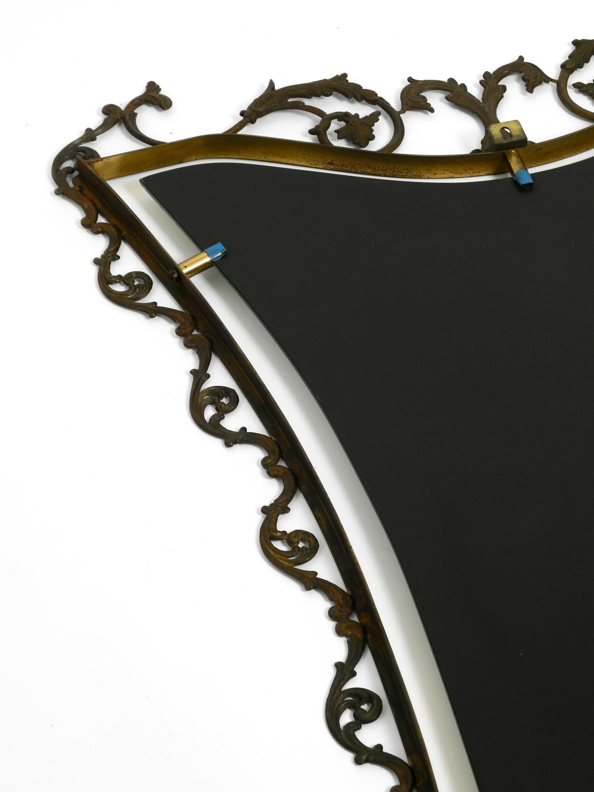 Extraordinary Large, Heavy Italian Mid Century Wall Mirror with an Ornate Brass For Sale 8