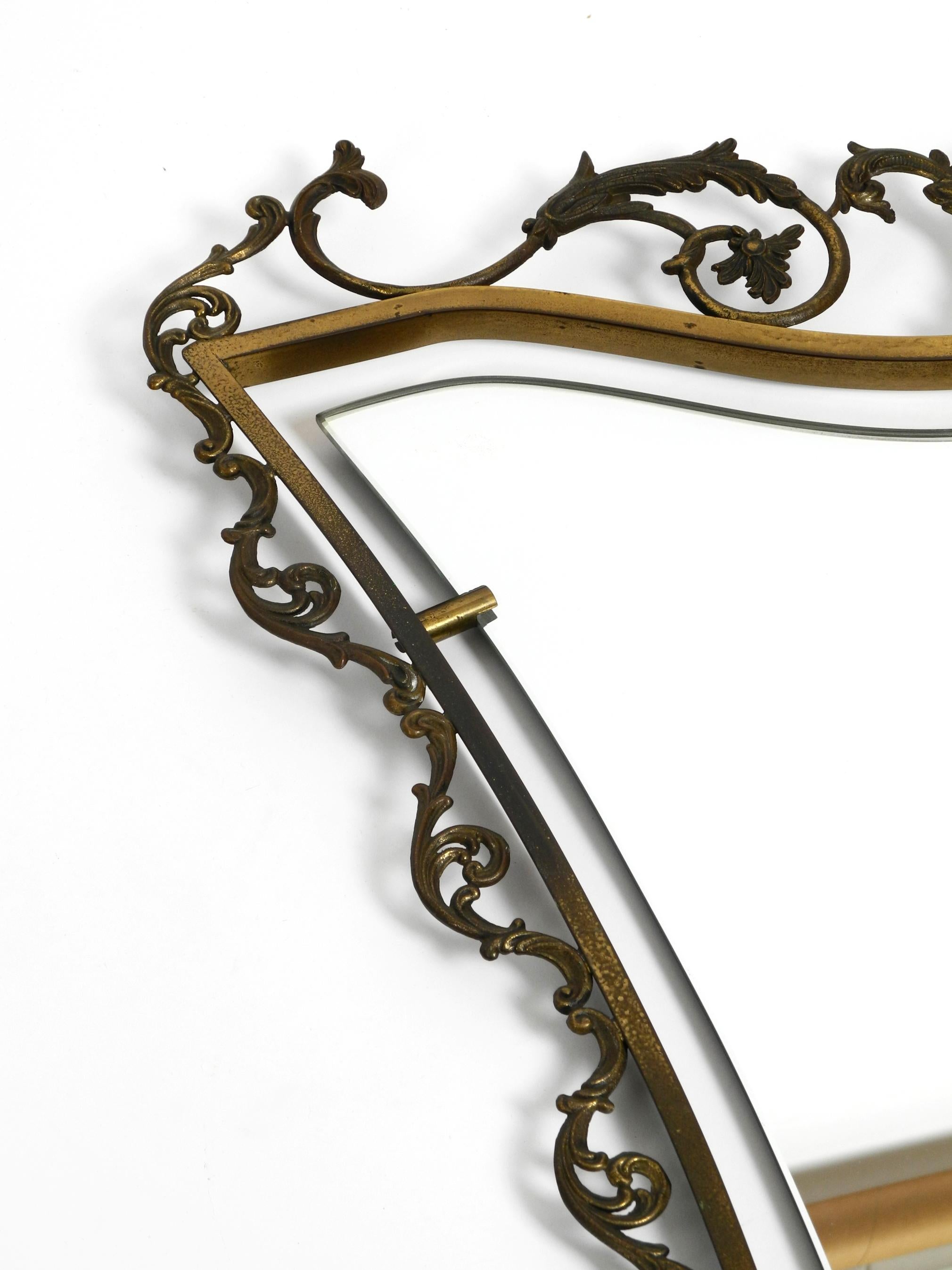 Extraordinary Large, Heavy Italian Mid Century Wall Mirror with an Ornate Brass For Sale 9