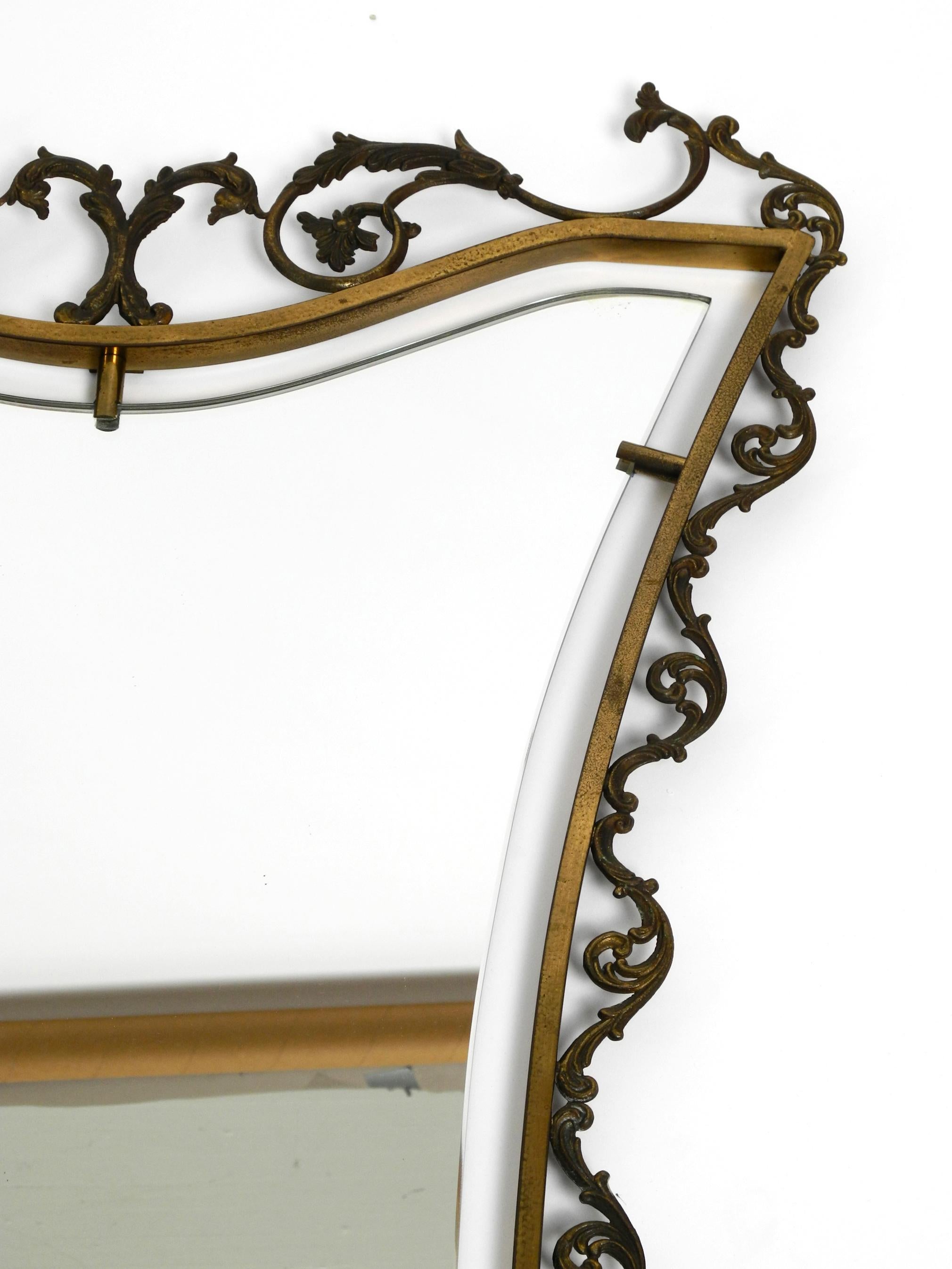 Extraordinary Large, Heavy Italian Mid Century Wall Mirror with an Ornate Brass For Sale 10