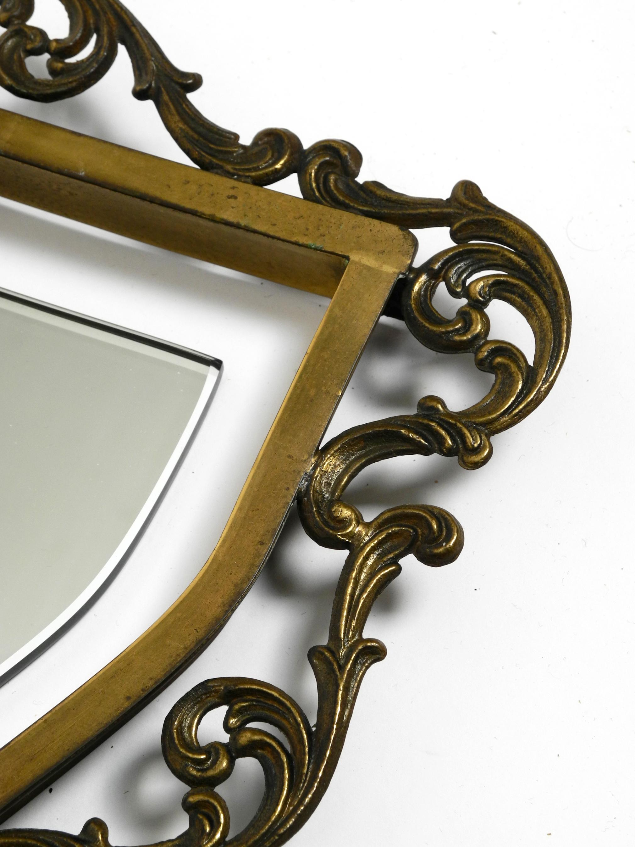 Extraordinary Large, Heavy Italian Mid Century Wall Mirror with an Ornate Brass For Sale 11