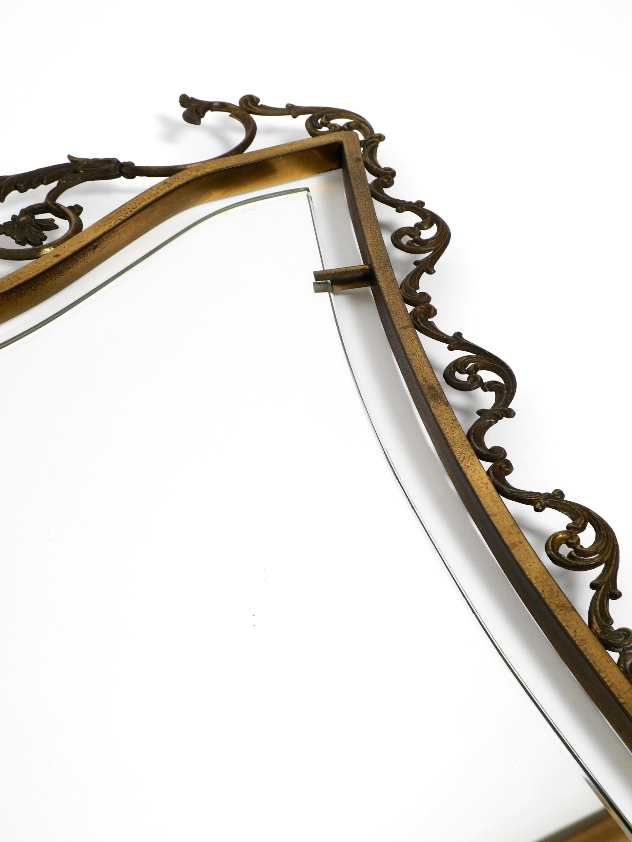 Extraordinary Large, Heavy Italian Mid Century Wall Mirror with an Ornate Brass For Sale 13