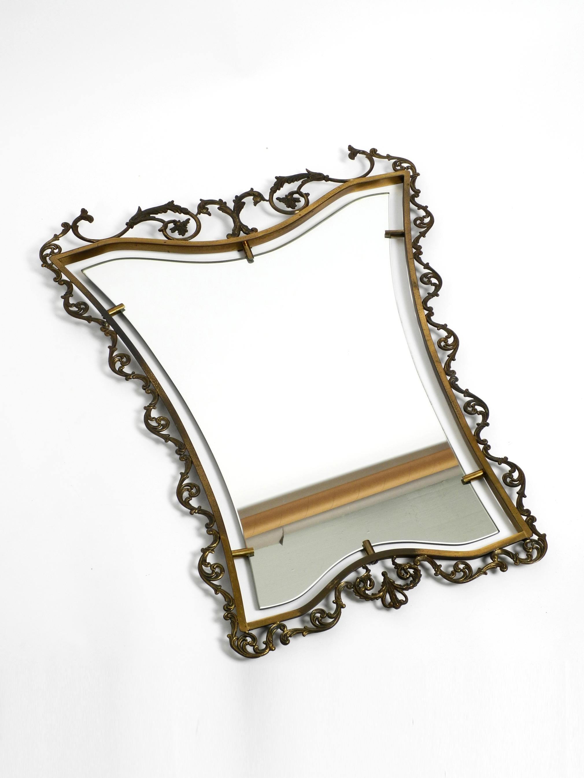 Extraordinary Large, Heavy Italian Mid Century Wall Mirror with an Ornate Brass For Sale 14