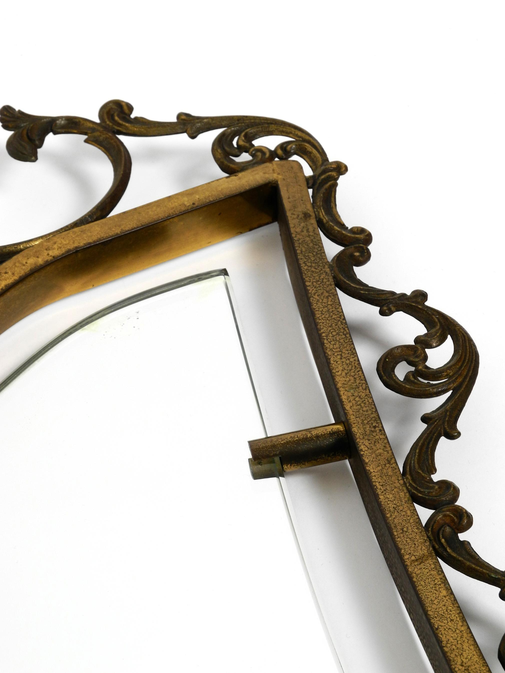 Extraordinary Large, Heavy Italian Mid Century Wall Mirror with an Ornate Brass For Sale 2
