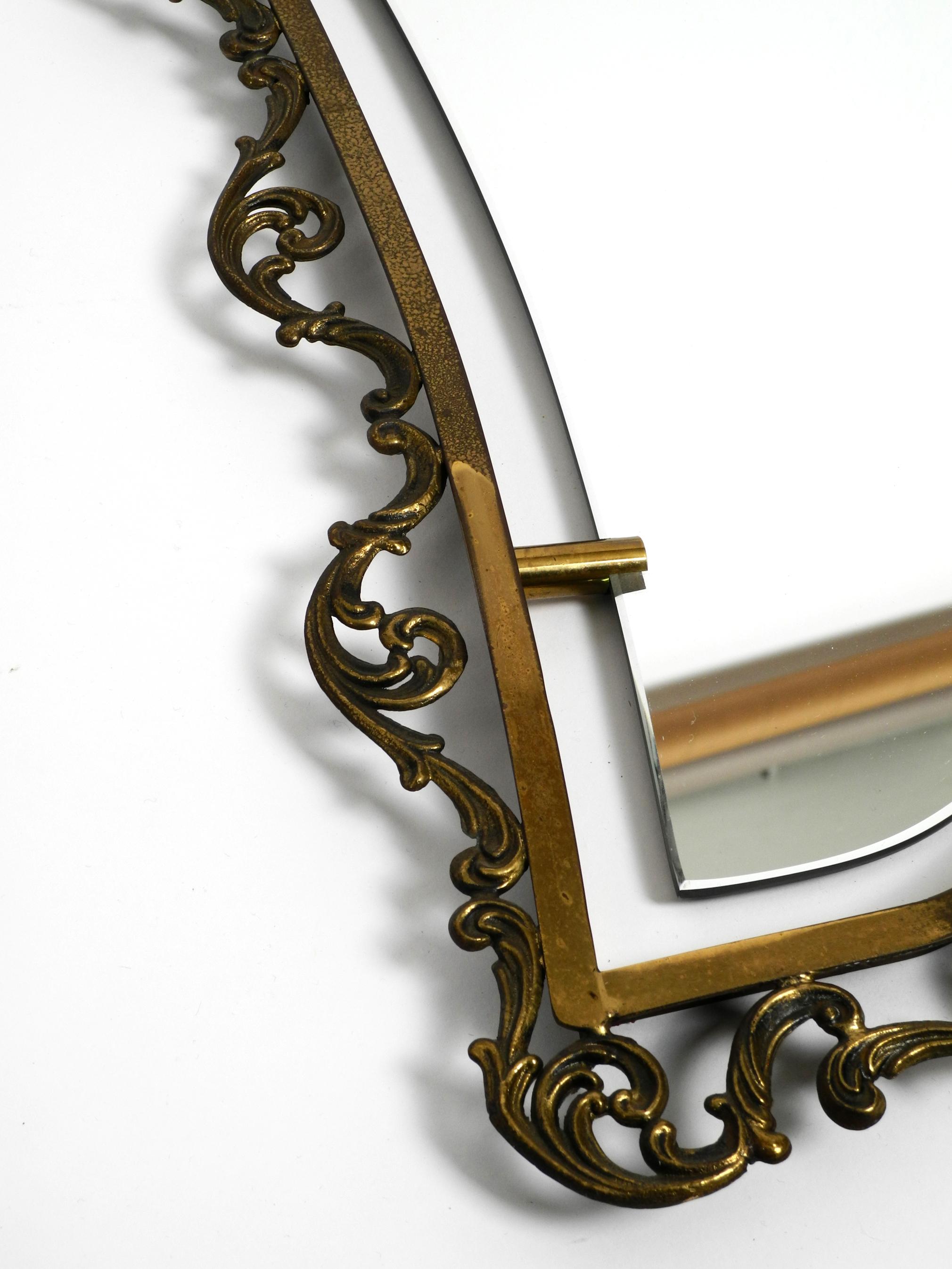 Extraordinary Large, Heavy Italian Mid Century Wall Mirror with an Ornate Brass For Sale 3