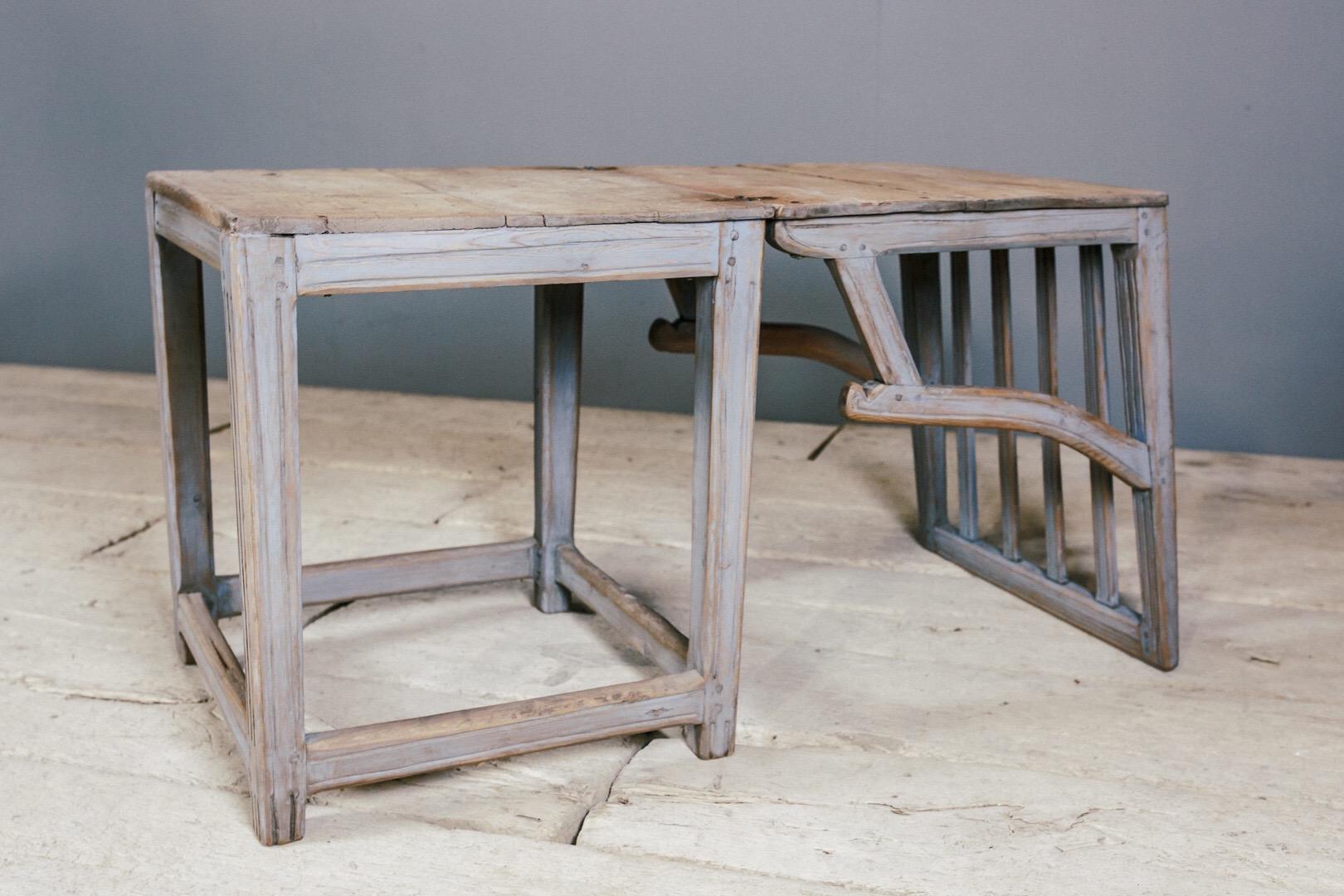 Wood Extraordinary Large Metamorphic Vernacular Swedish Armchair Table or Bordstol