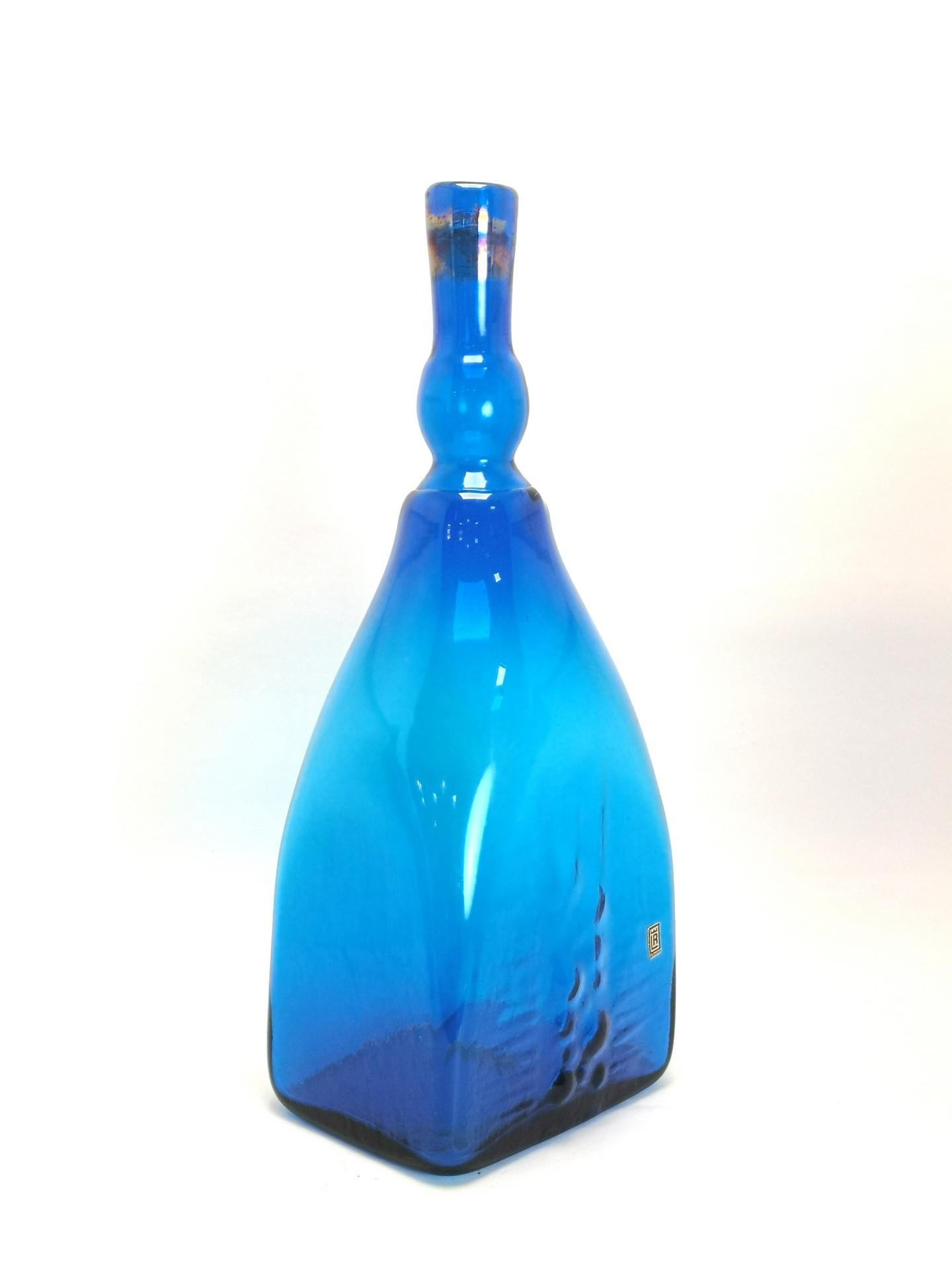 Mid-20th Century Extraordinary Large Mid-Century Hand Made Glass Bottle by Karol Holosko, 1960s For Sale
