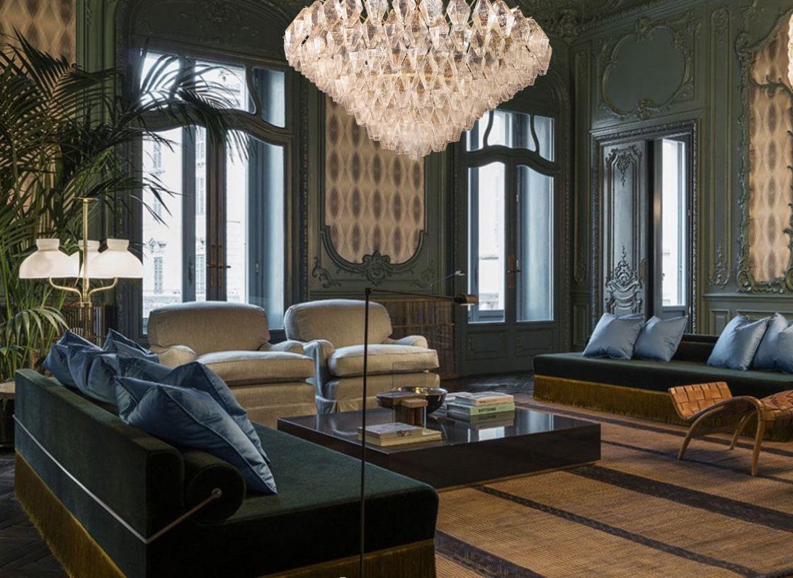 Außergewöhnliche große Poliedri Murano Glas Deckenleuchte oder Kronleuchter im Angebot 4