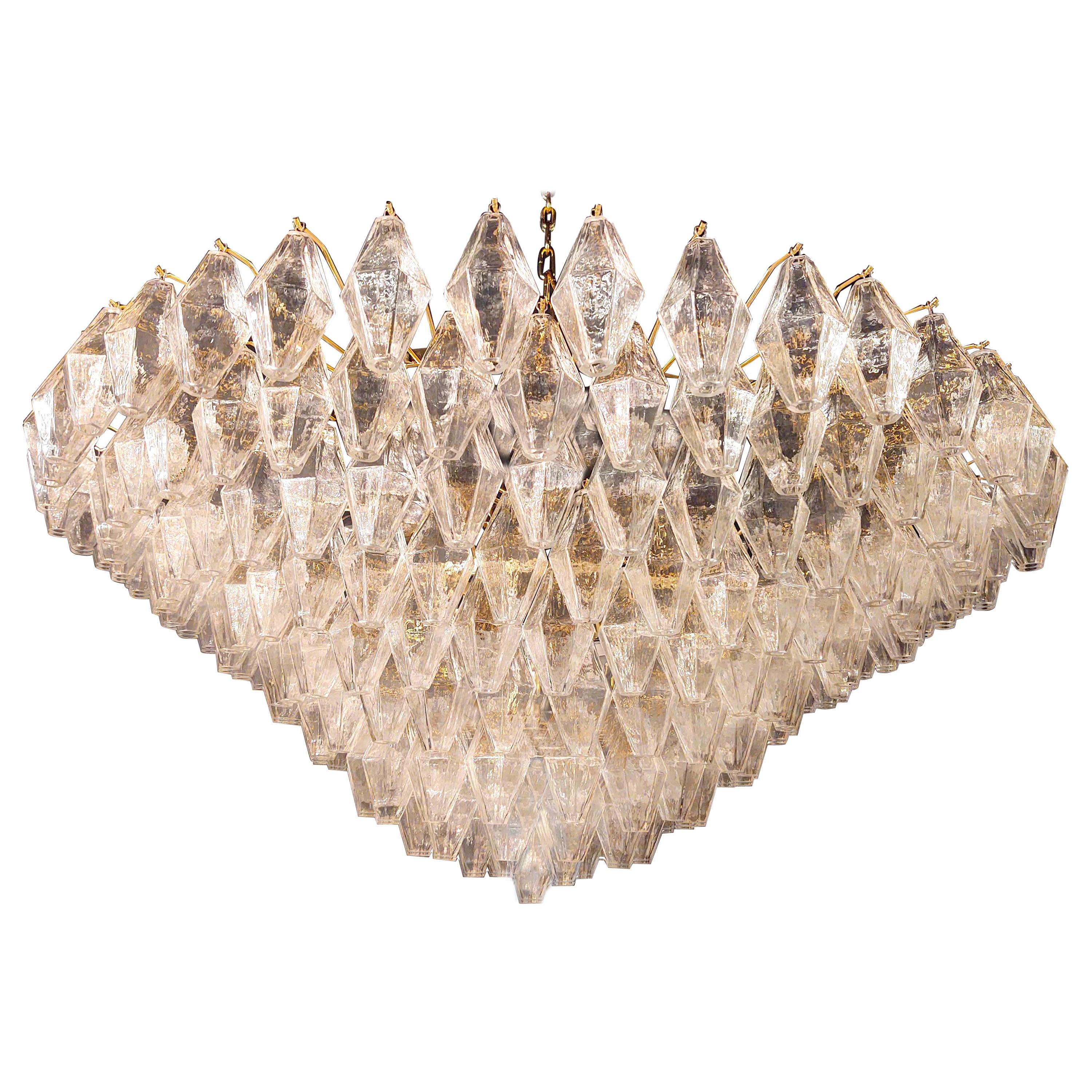 Extraordinary Large Poliedri Murano Glass Ceiling Light or Chandelier For Sale 5