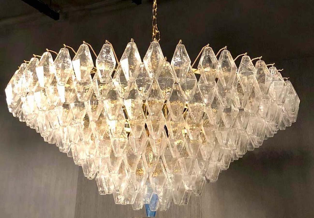 Mid-Century Modern Extraordinary Large Poliedri Murano Glass Ceiling Light or Chandelier For Sale
