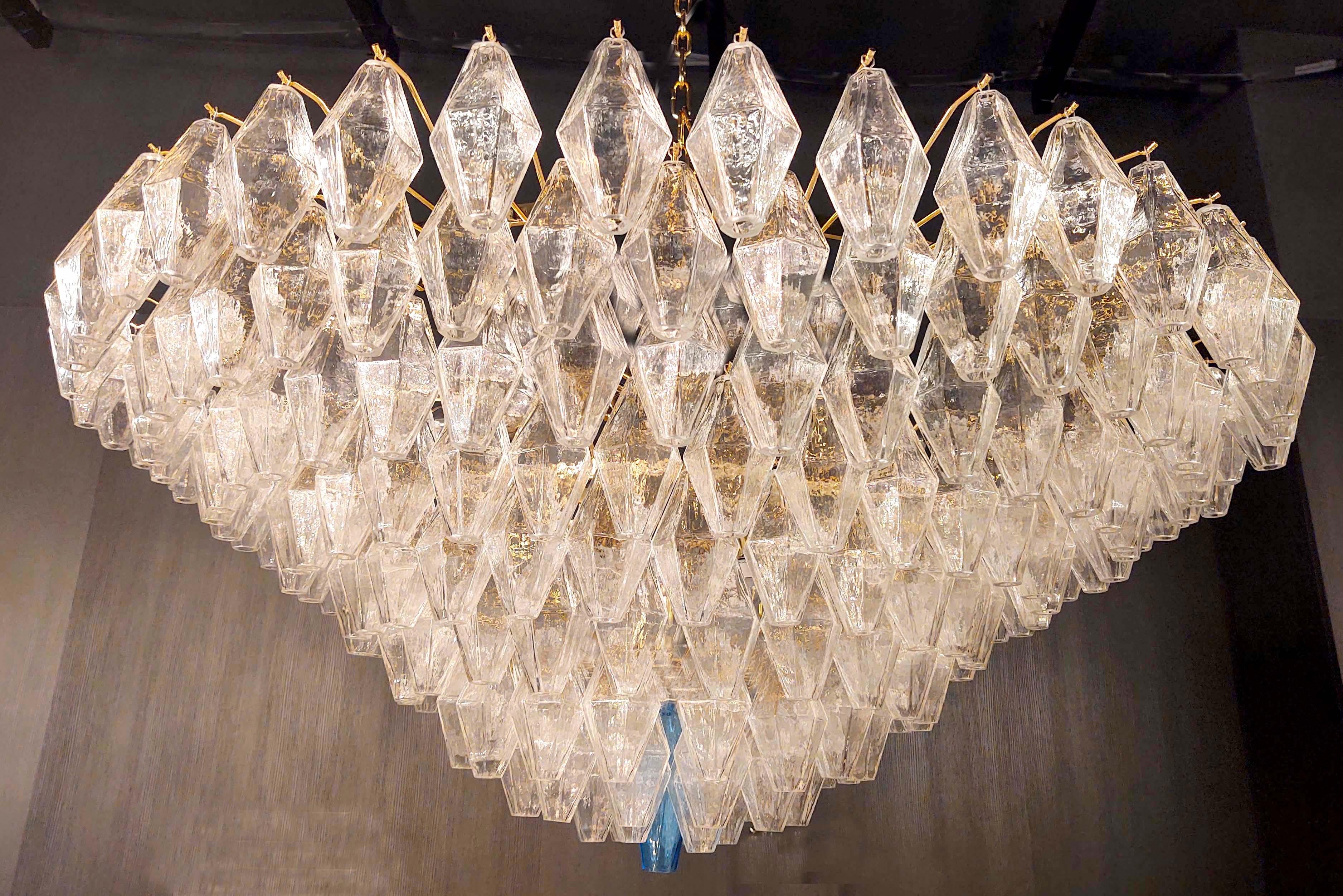 Italian Extraordinary Large Poliedri Murano Glass Ceiling Light or Chandelier For Sale