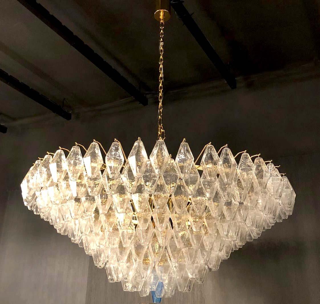Italian Extraordinary Large Poliedri Murano Glass Ceiling Light or Chandelier For Sale
