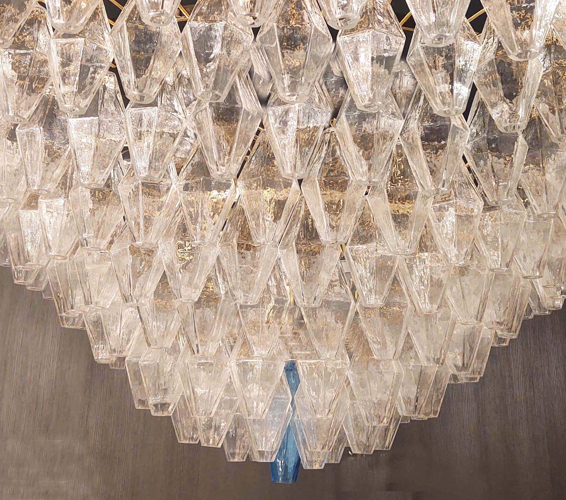 Late 20th Century Extraordinary Large Poliedri Murano Glass Ceiling Light or Chandelier