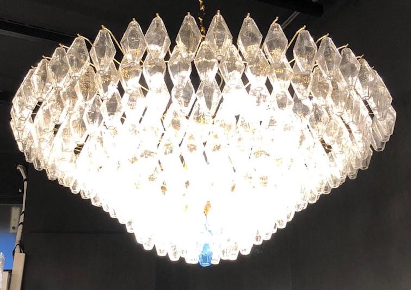 Late 20th Century Pair of Extraordinary Large Poliedri Murano Glass Ceiling Light or Chandelier For Sale