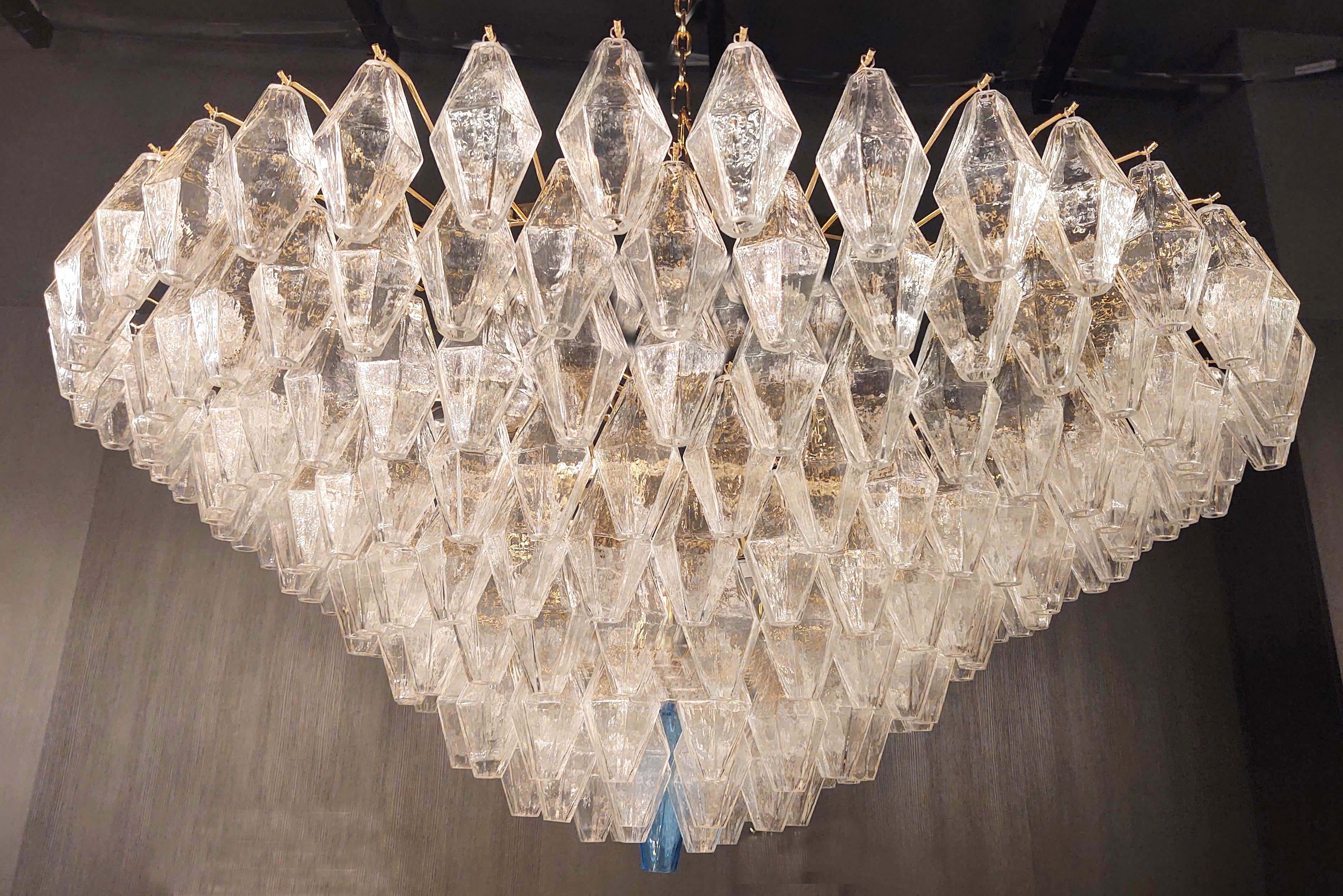 Late 20th Century Extraordinary Large Poliedri Murano Glass Ceiling Light or Chandelier For Sale