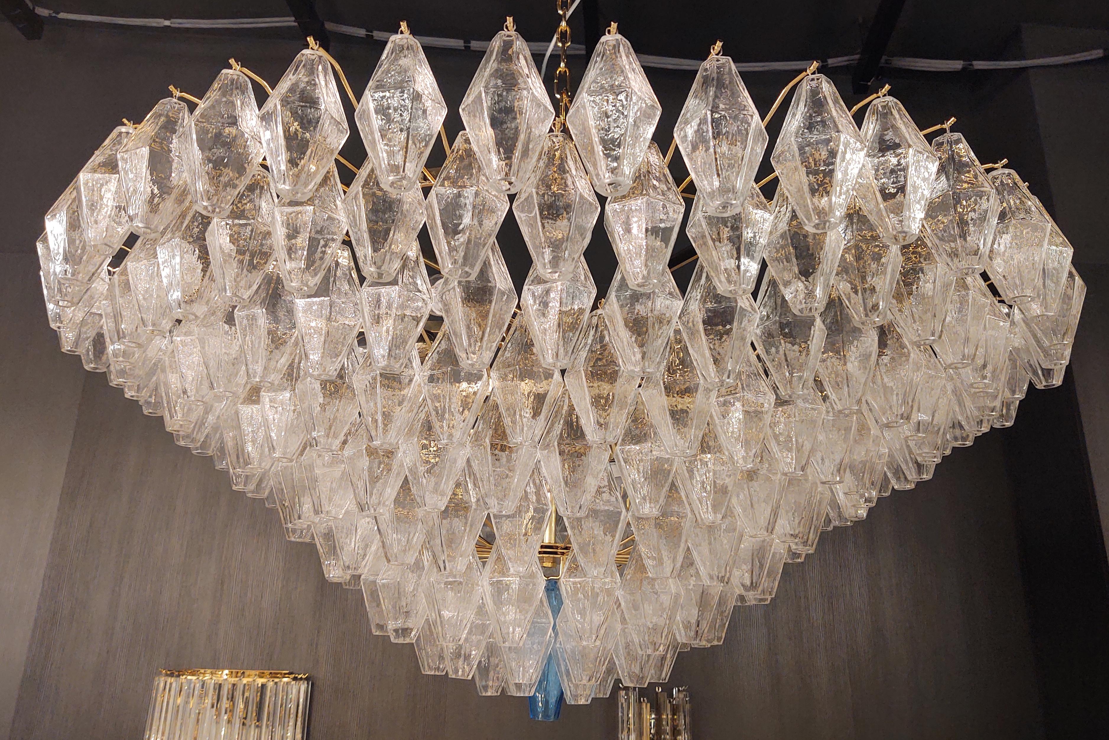 Außergewöhnliche große Poliedri Murano Glas Deckenleuchte oder Kronleuchter im Angebot 1