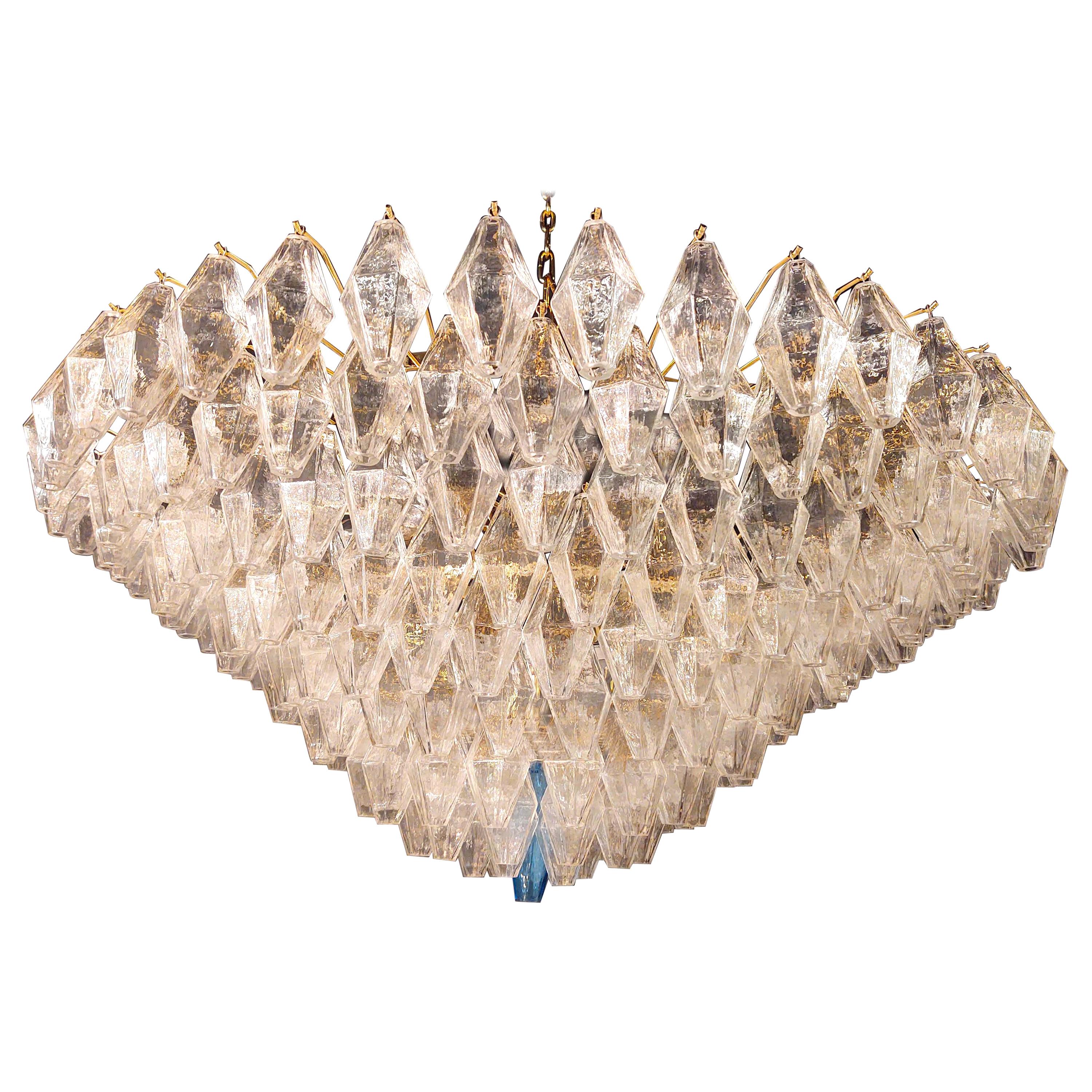 Extraordinary Large Poliedri Murano Glass Ceiling Light or Chandelier For Sale