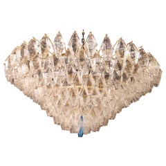 Retro Extraordinary Large Poliedri Murano Glass Ceiling Light or Chandelier