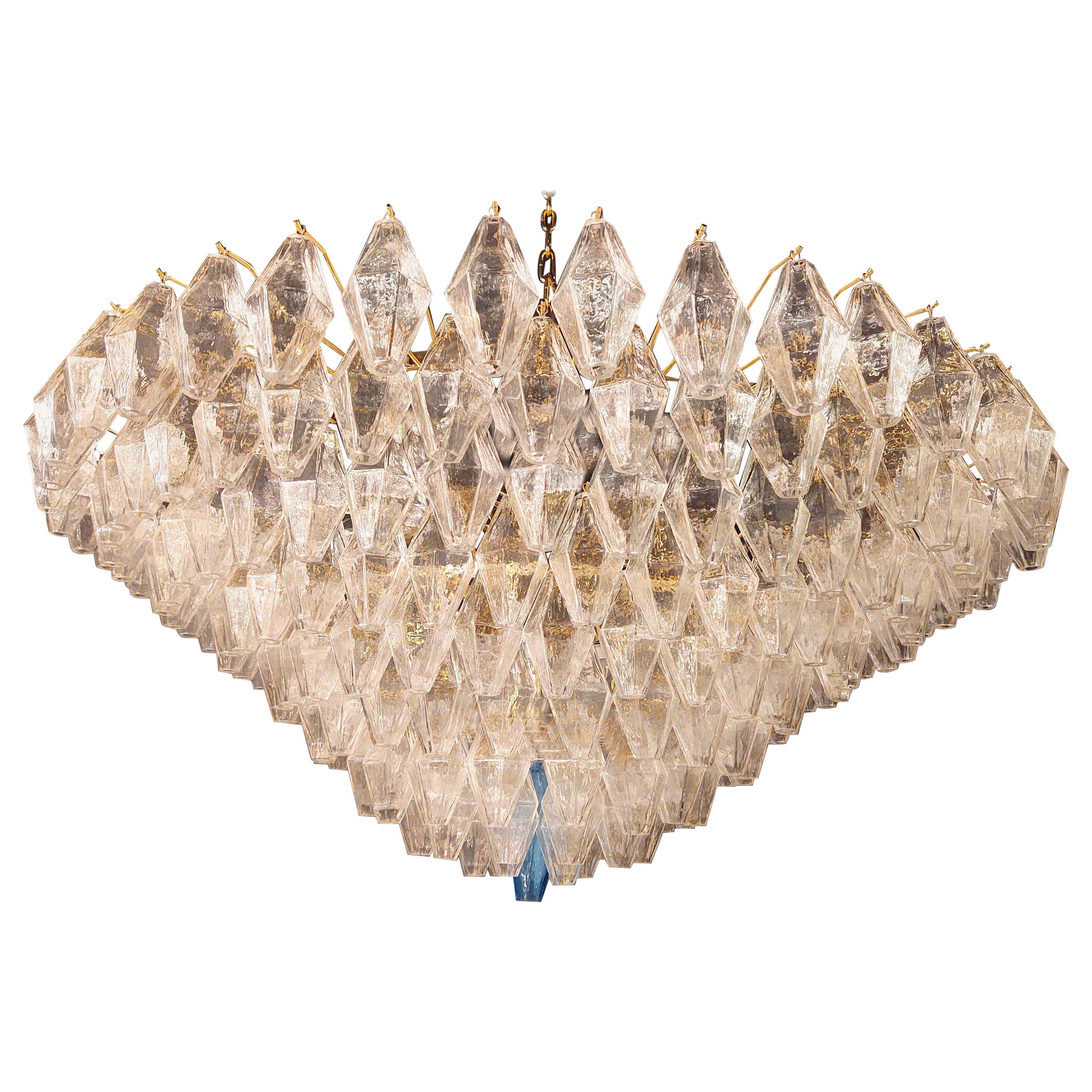 Extraordinary Large Poliedri Murano Glass Ceiling Light or Chandelier For Sale