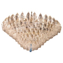 Retro Extraordinary Large Poliedri Murano Glass Ceiling Light or Chandelier