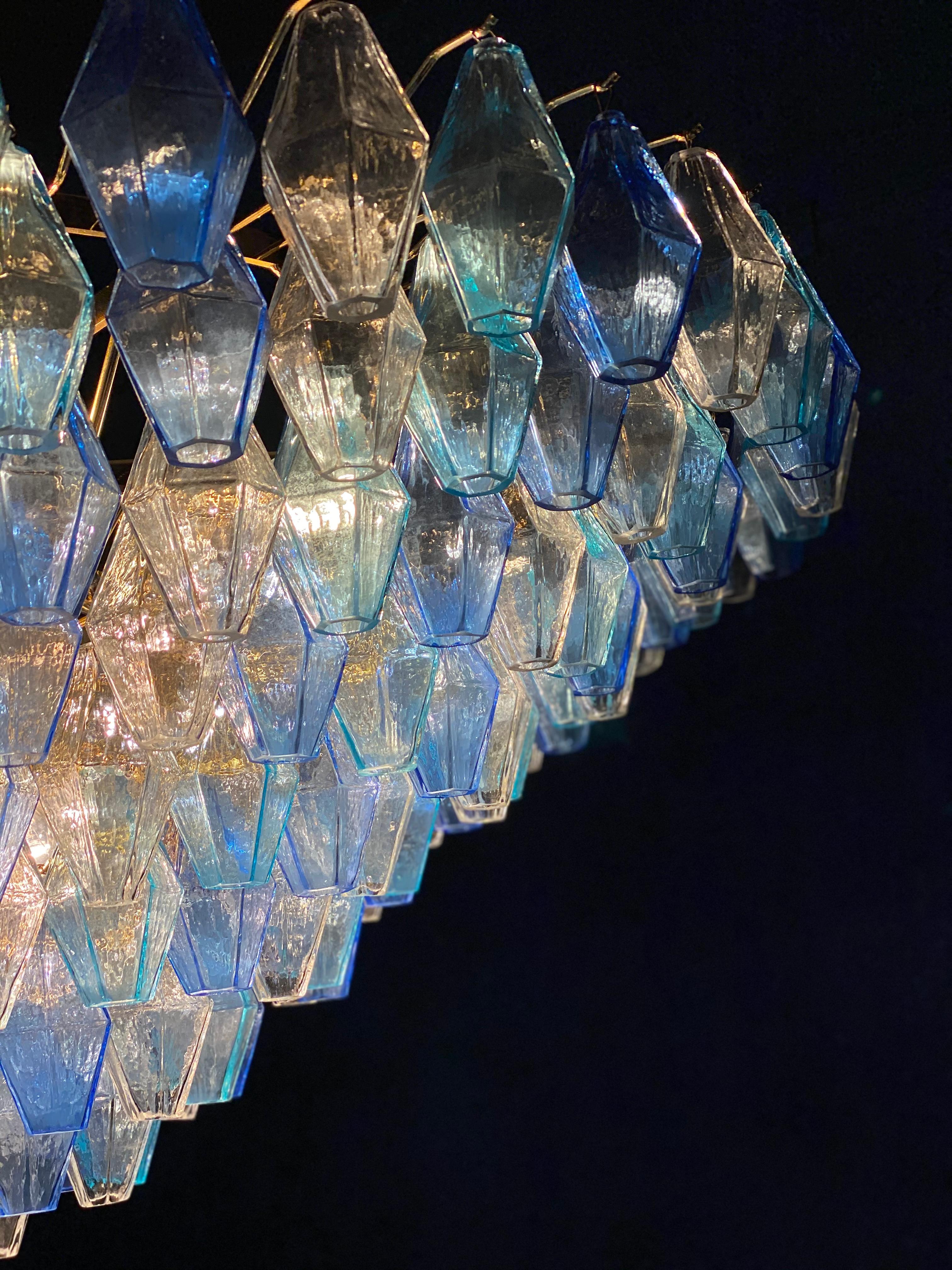 Extraordinary Large Sapphire Poliedri Murano Glass Ceiling Light or Chandelier 8