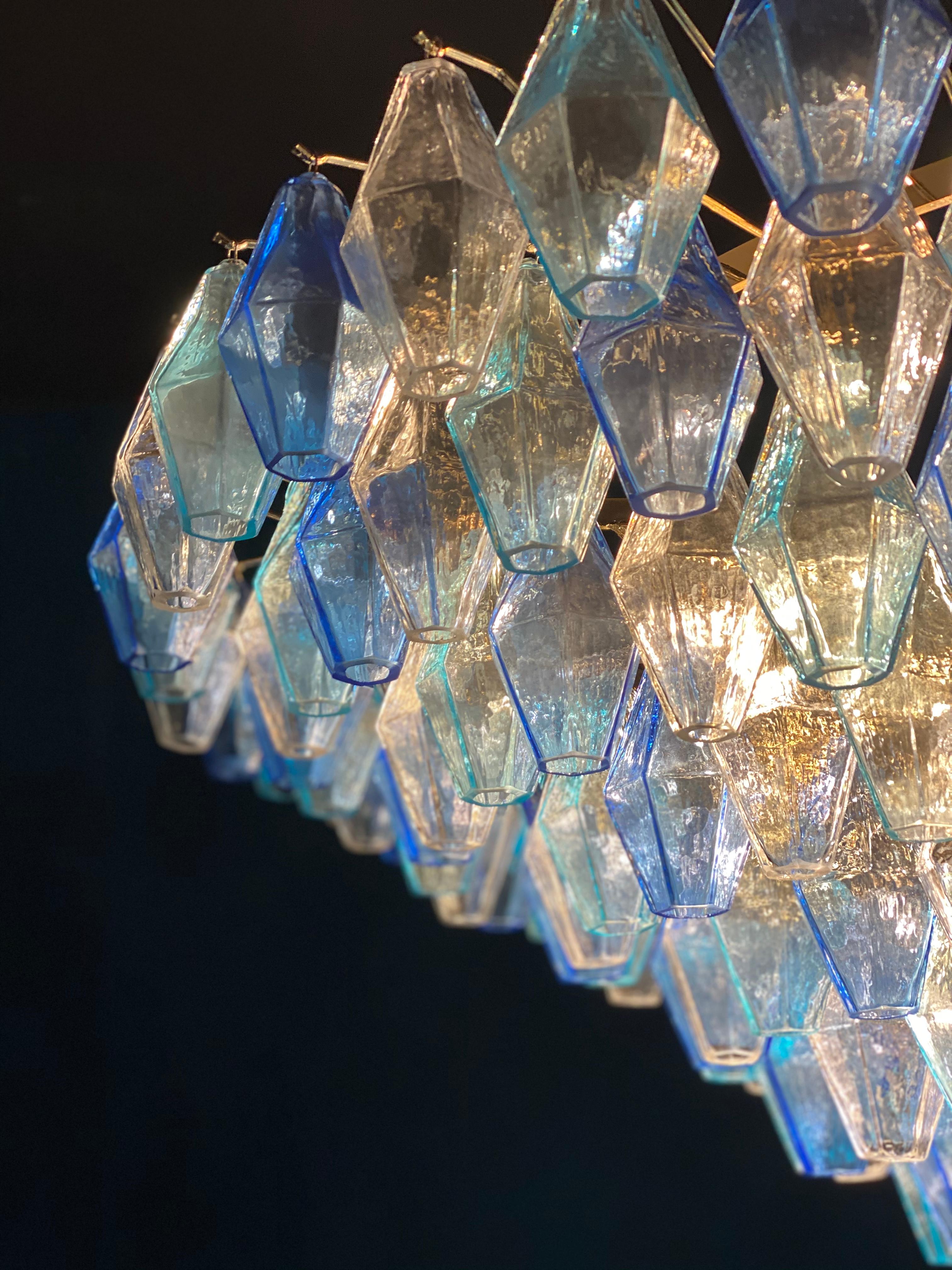 Extraordinary Large Sapphire Poliedri Murano Glass Ceiling Light or Chandelier 10