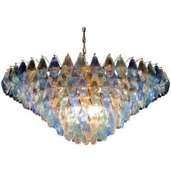 Vintage Extraordinary Large Sapphire Poliedri Murano Glass Ceiling Light or Chandelier