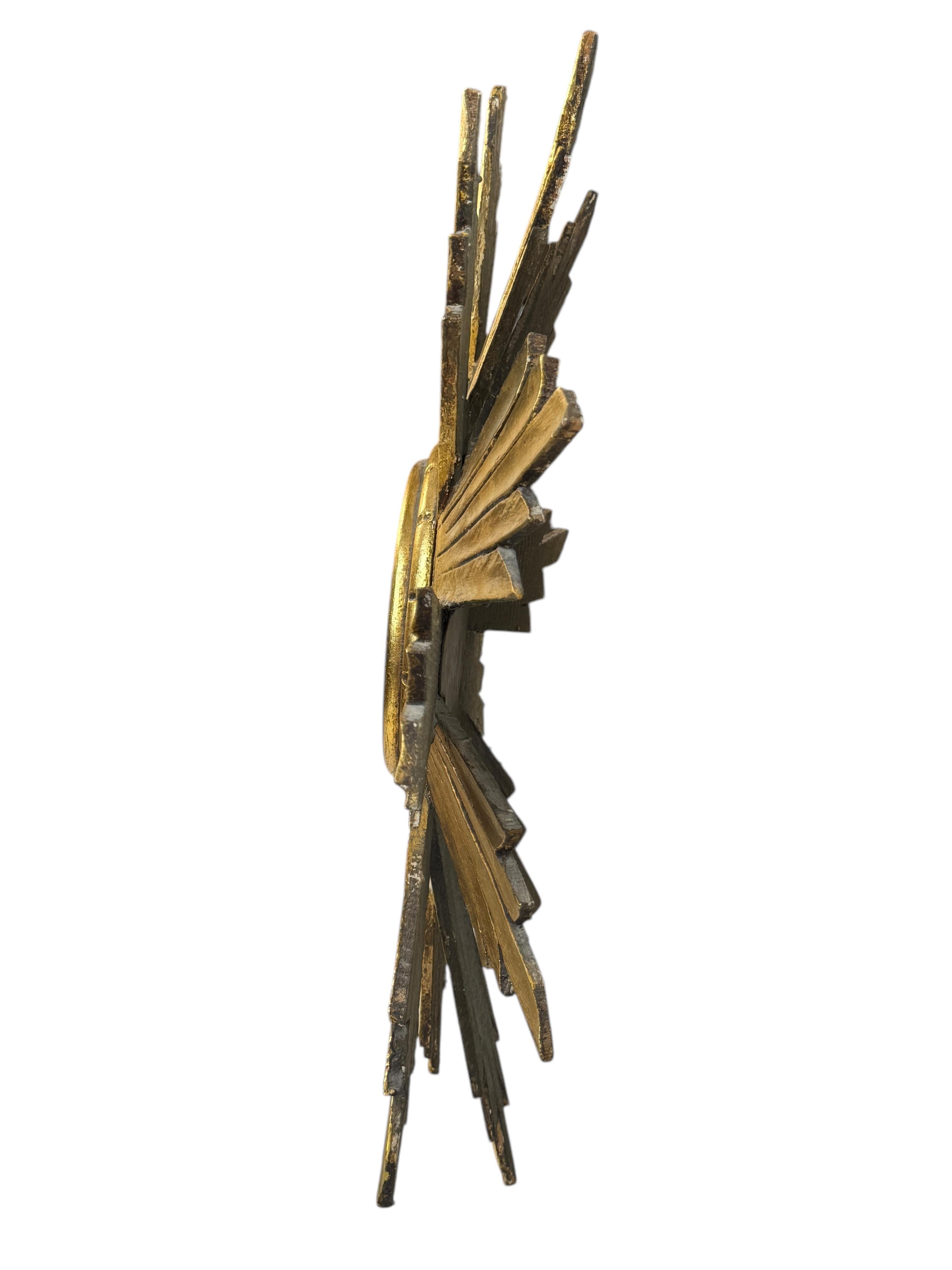 Außergewöhnlich großer Sunburst Starburst Konvexspiegel Vergoldetes Holz, Frankreich 1950er Jahre im Angebot 3