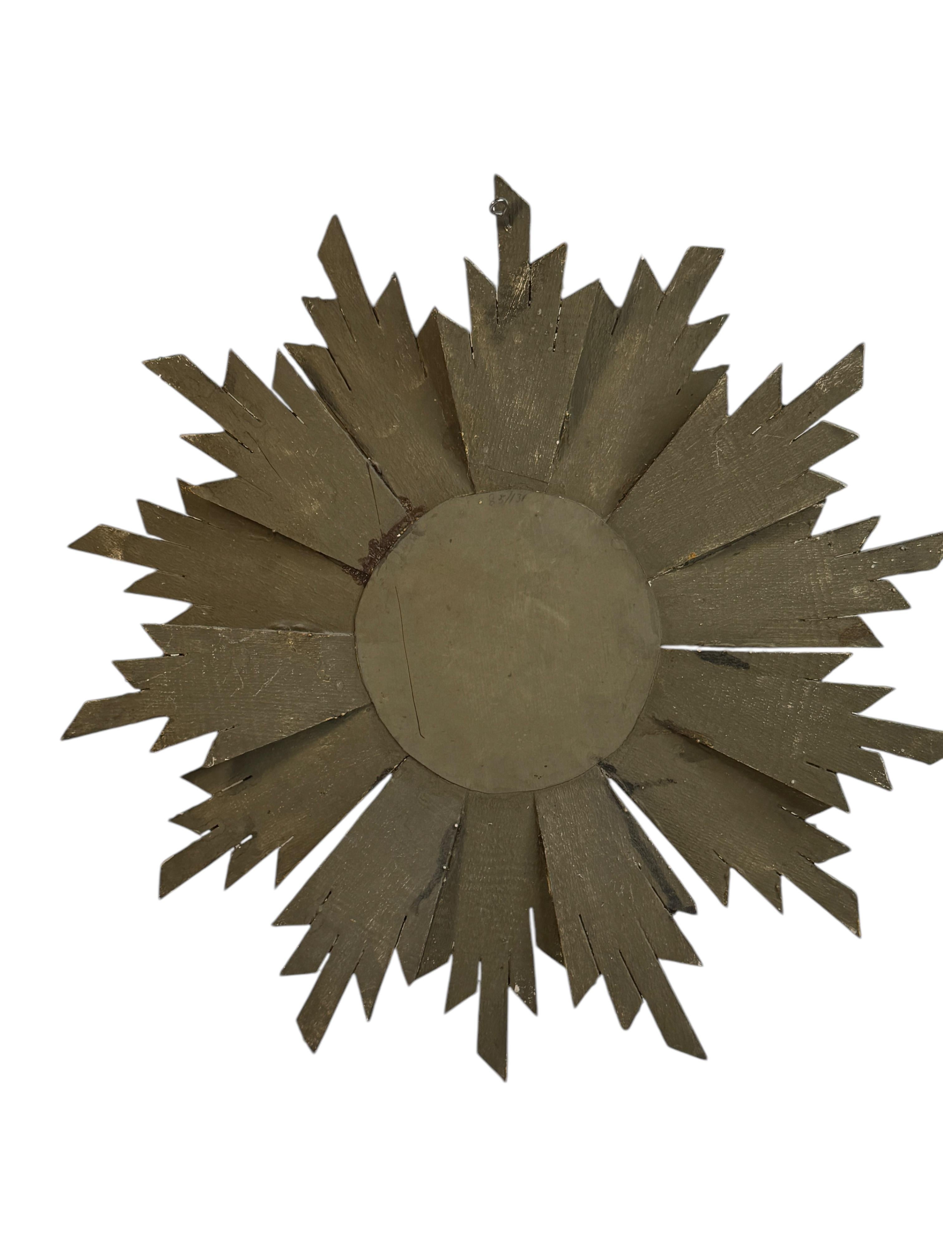 Außergewöhnlich großer Sunburst Starburst Konvexspiegel Vergoldetes Holz, Frankreich 1950er Jahre im Angebot 10