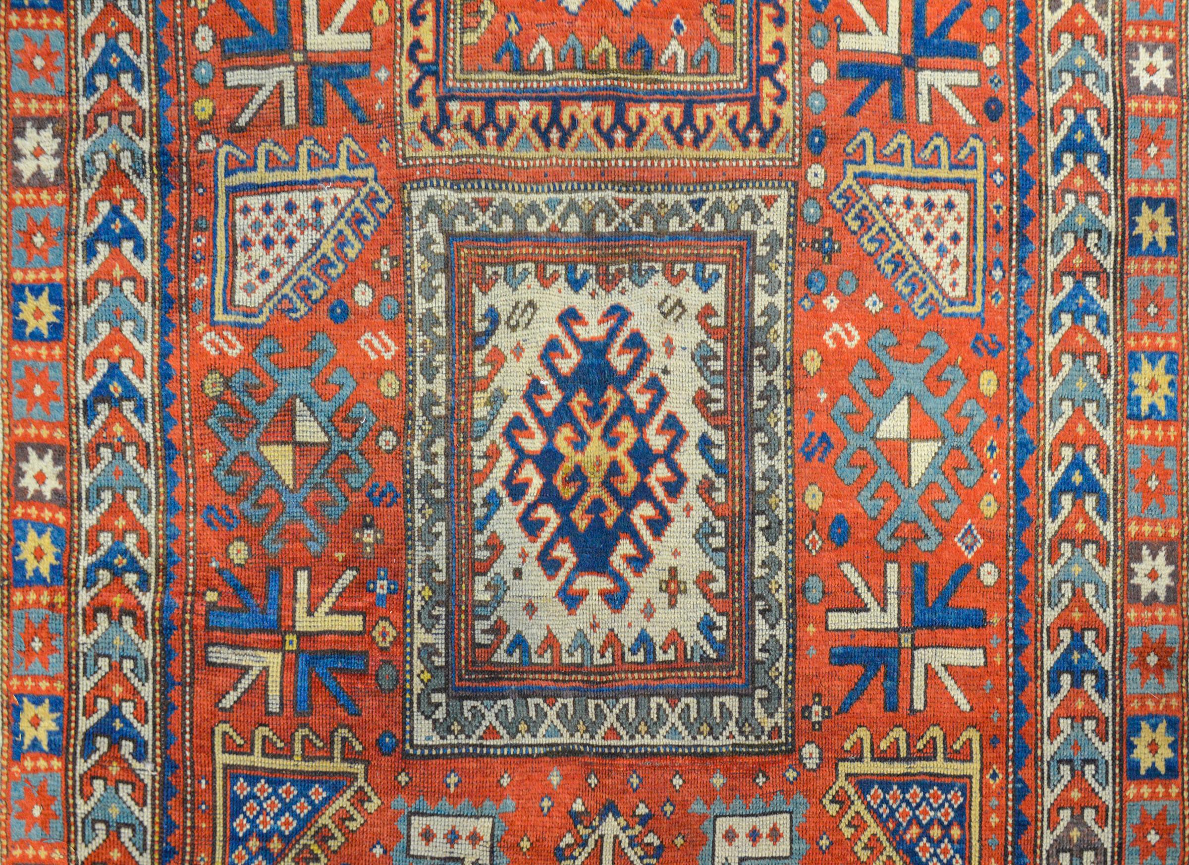Extraordinary Late 19th Century Kazak Rug In Good Condition For Sale In Chicago, IL
