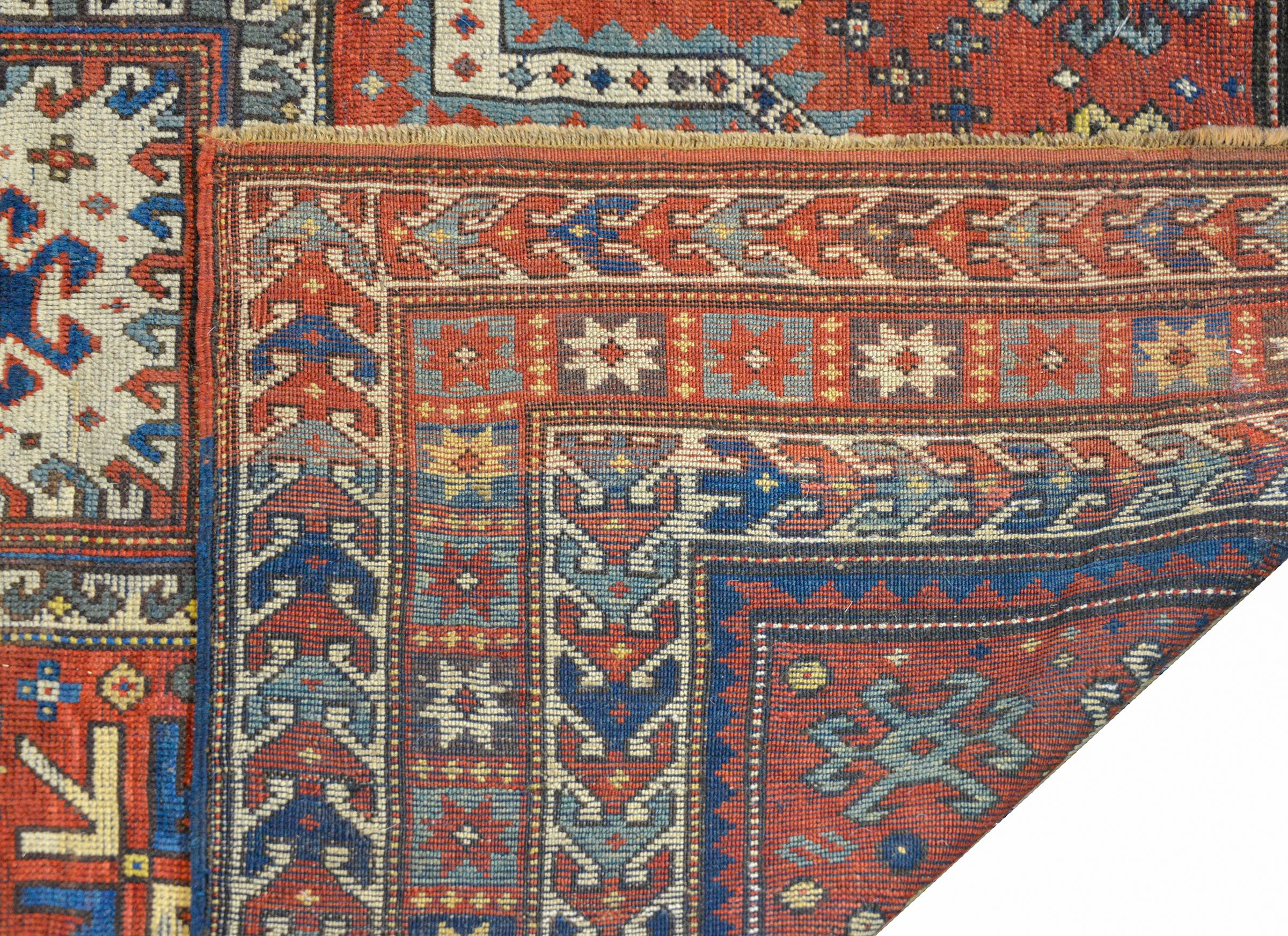 Wool Extraordinary Late 19th Century Kazak Rug For Sale