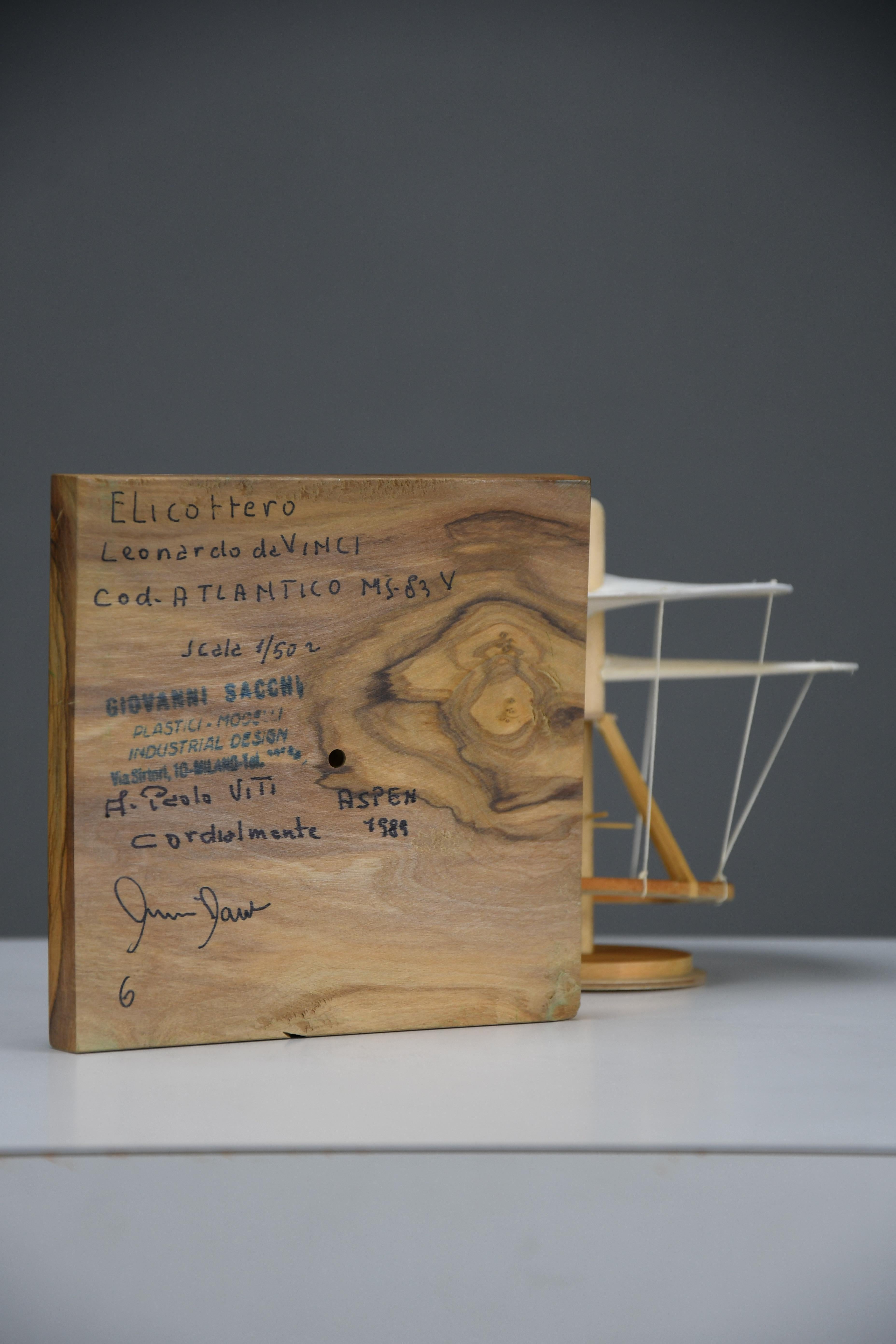 Straordinario modello di elicottero di Leonardo da Vinci - di Giovanni Sacchi in vendita 4