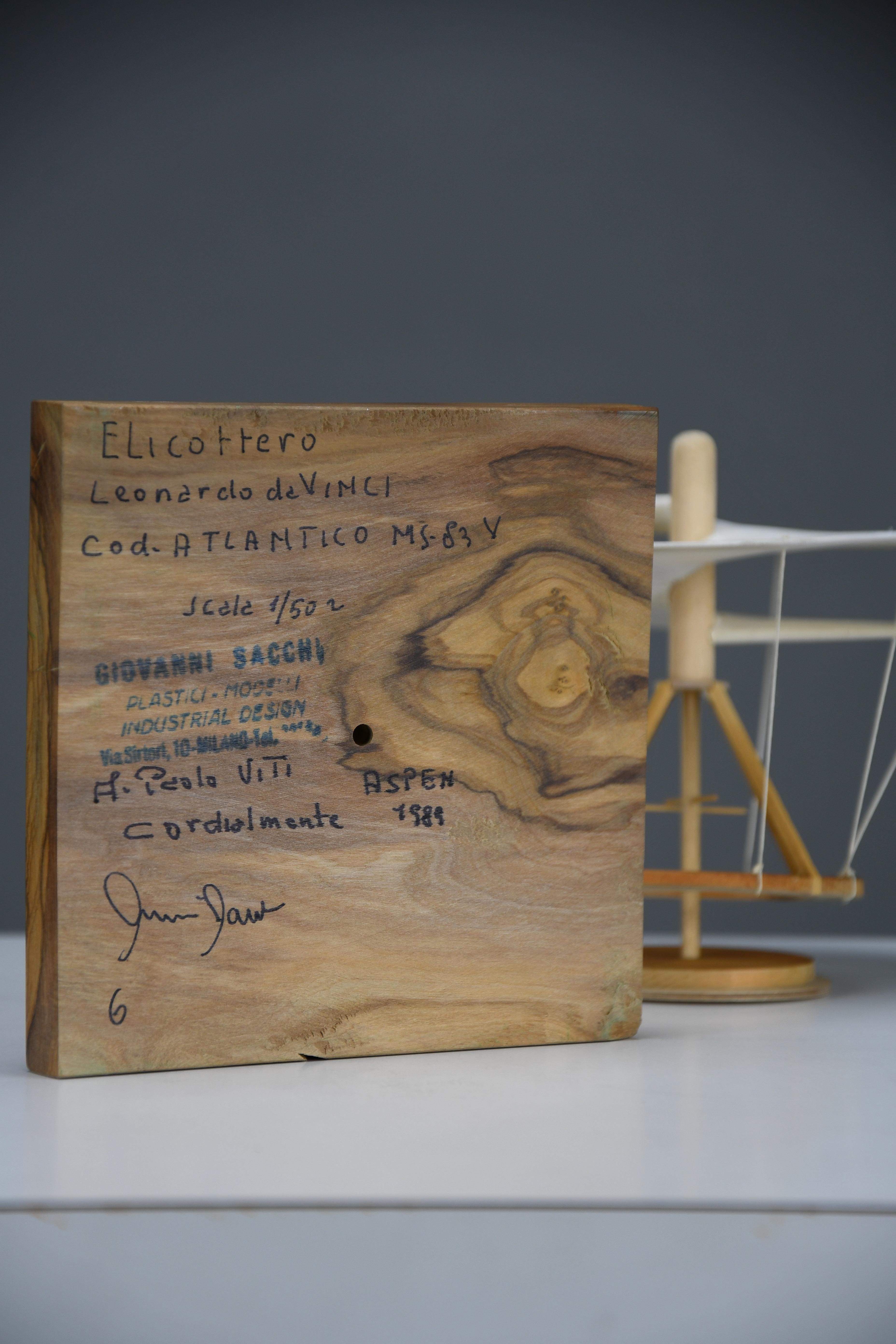 Straordinario modello di elicottero di Leonardo da Vinci - di Giovanni Sacchi in vendita 6