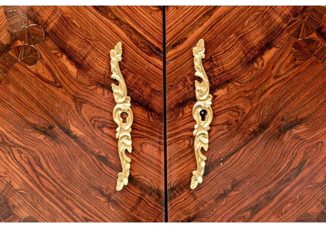 Bronze Extraordinary Louis XV/ XVI Style Highly Figured Inlaid Buffet Cabinet For Sale