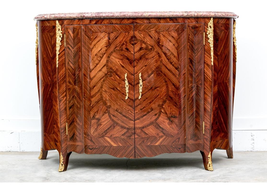 Extraordinary Louis XV/ XVI Style Highly Figured Inlaid Buffet Cabinet For Sale 2