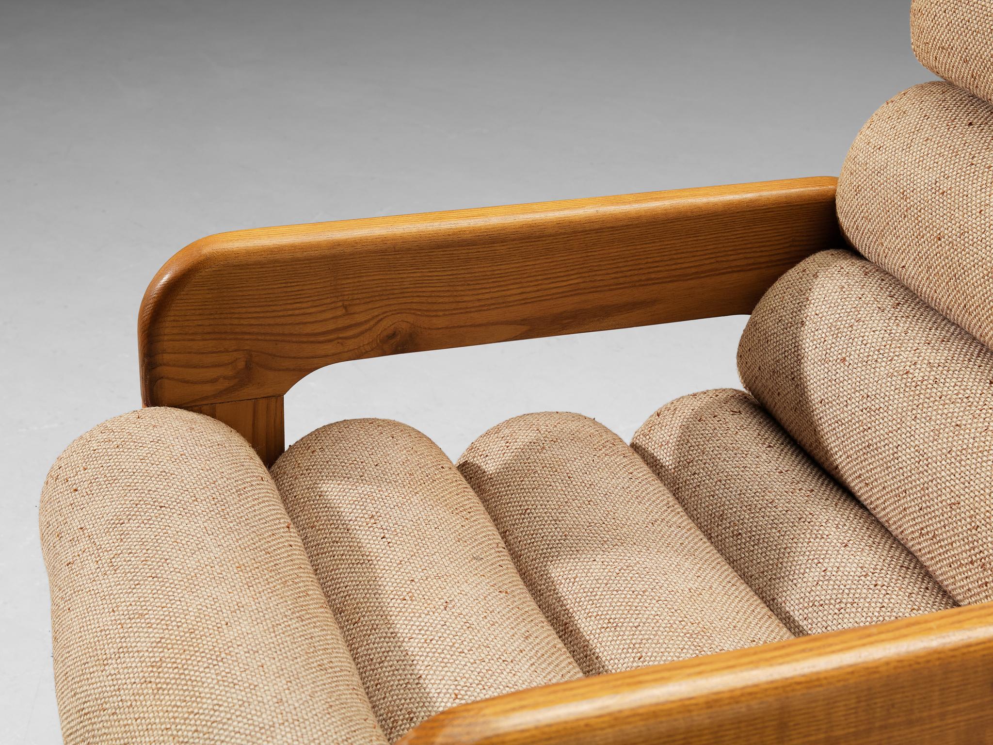 Außergewöhnlicher Loungesessel in Esche und beigefarbener Polsterung im Zustand „Gut“ im Angebot in Waalwijk, NL