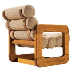 Extraordinary Lounge Chair in Ash and Beige Upholstery