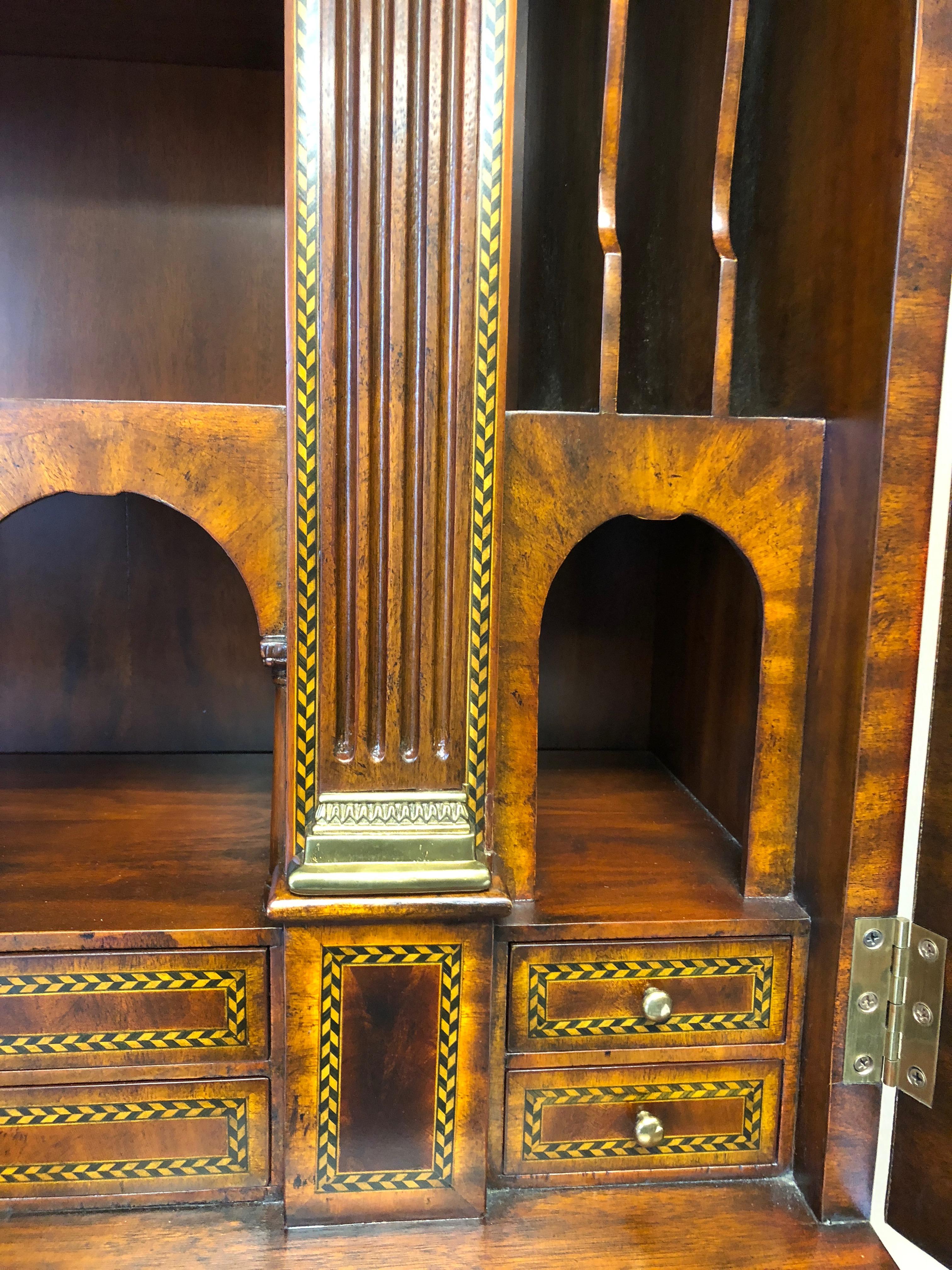 Extraordinary Maitland Smith Flame Mahogany Secretary In Excellent Condition In Hopewell, NJ