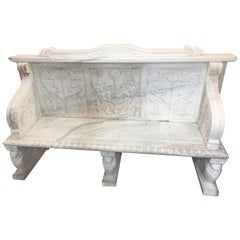 Extraordinary Marble Garden Bench, Tuscany Italy, circa 1880