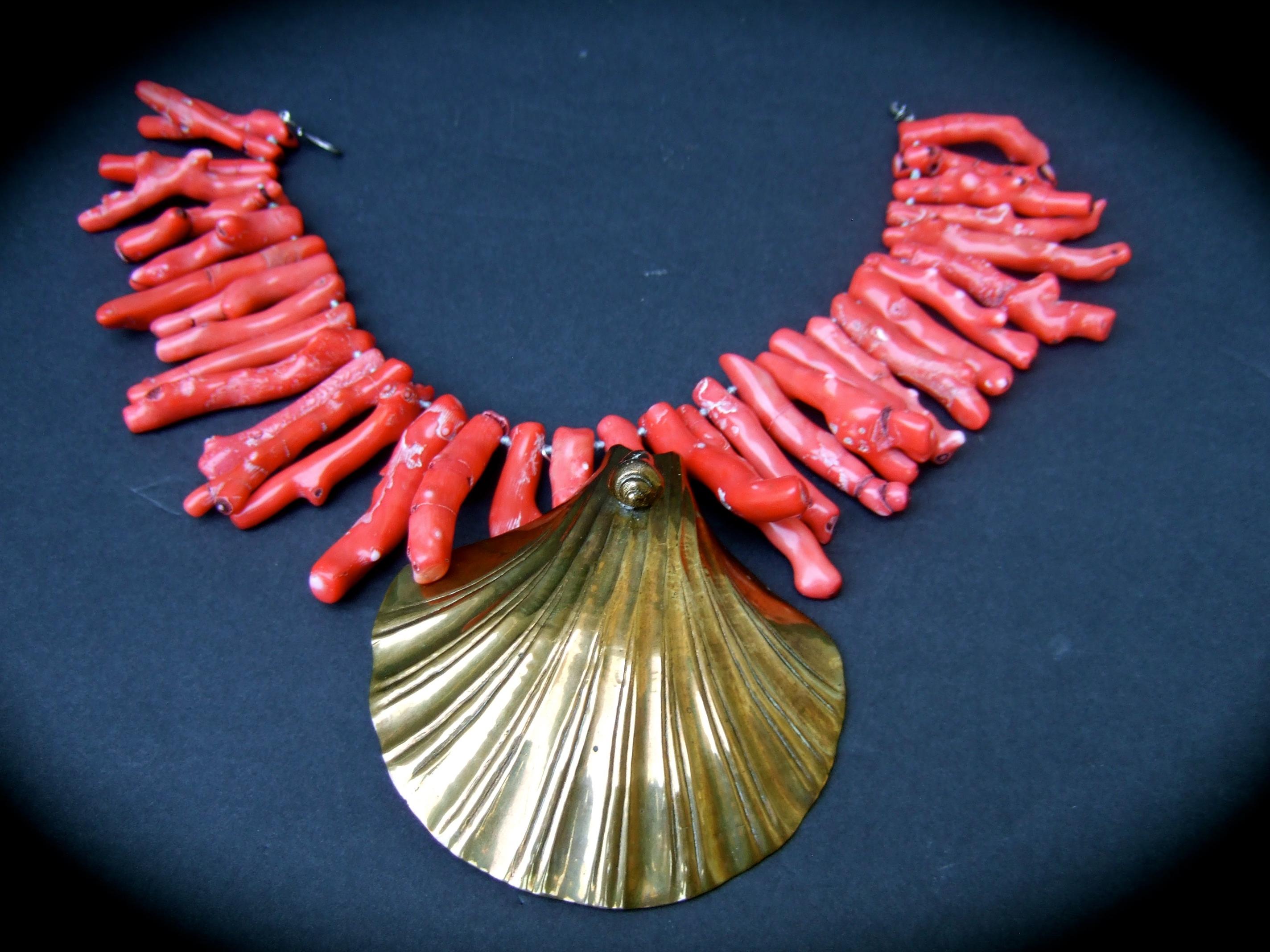 Extraordinary Massive Coral Branch Avant-garde Artisan Statement Necklace c 1980 8