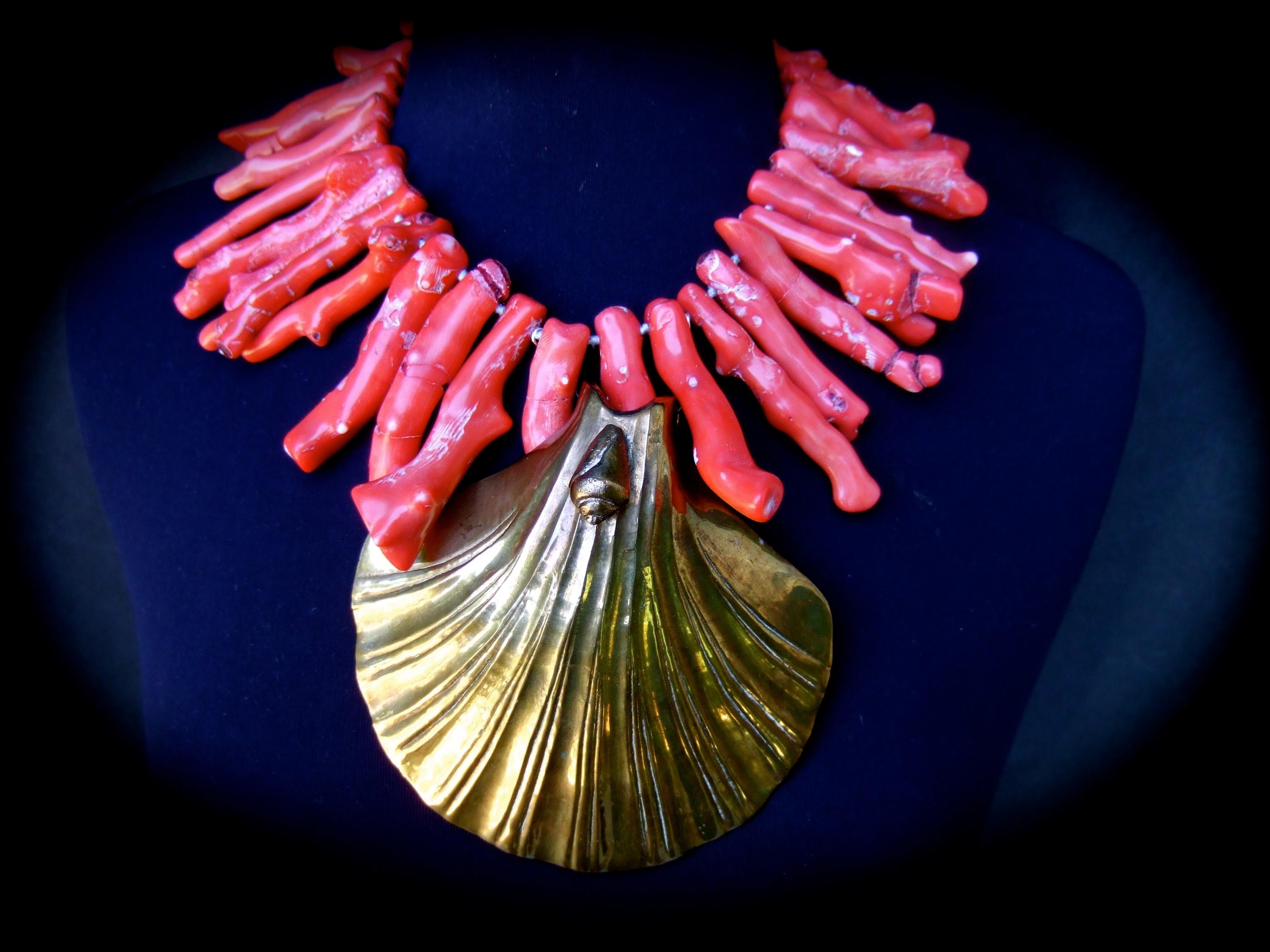 Extraordinary Massive Coral Branch Avant-garde Artisan Statement Necklace c 1980 10