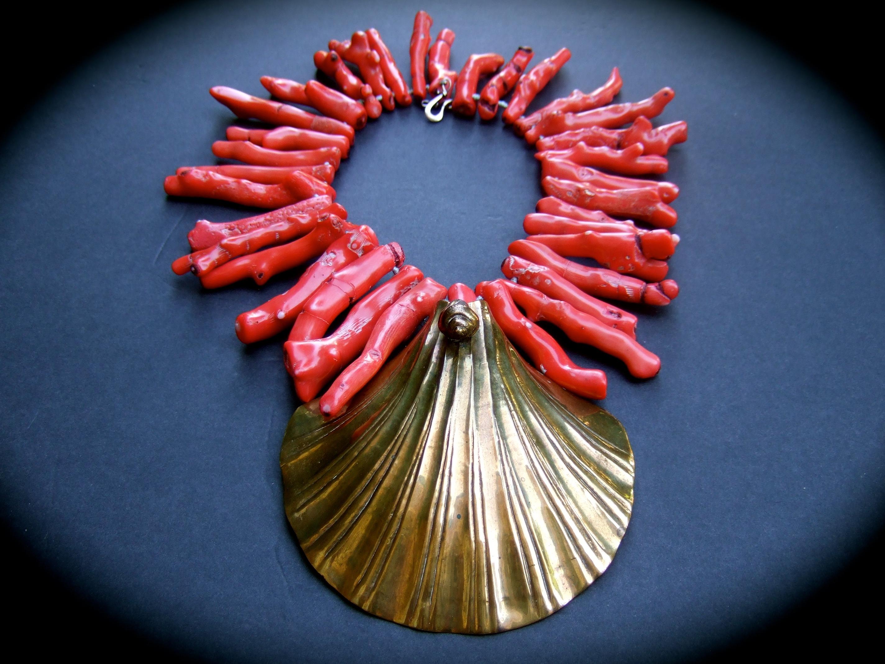 Extraordinary Massive Coral Branch Avant-garde Artisan Statement Necklace c 1980 11