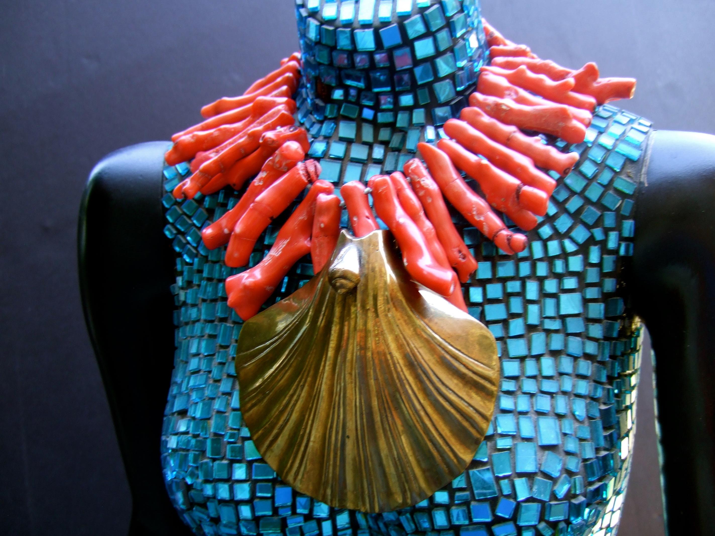 Extraordinary Massive Coral Branch Avant-garde Artisan Statement Necklace c 1980 In Good Condition In University City, MO