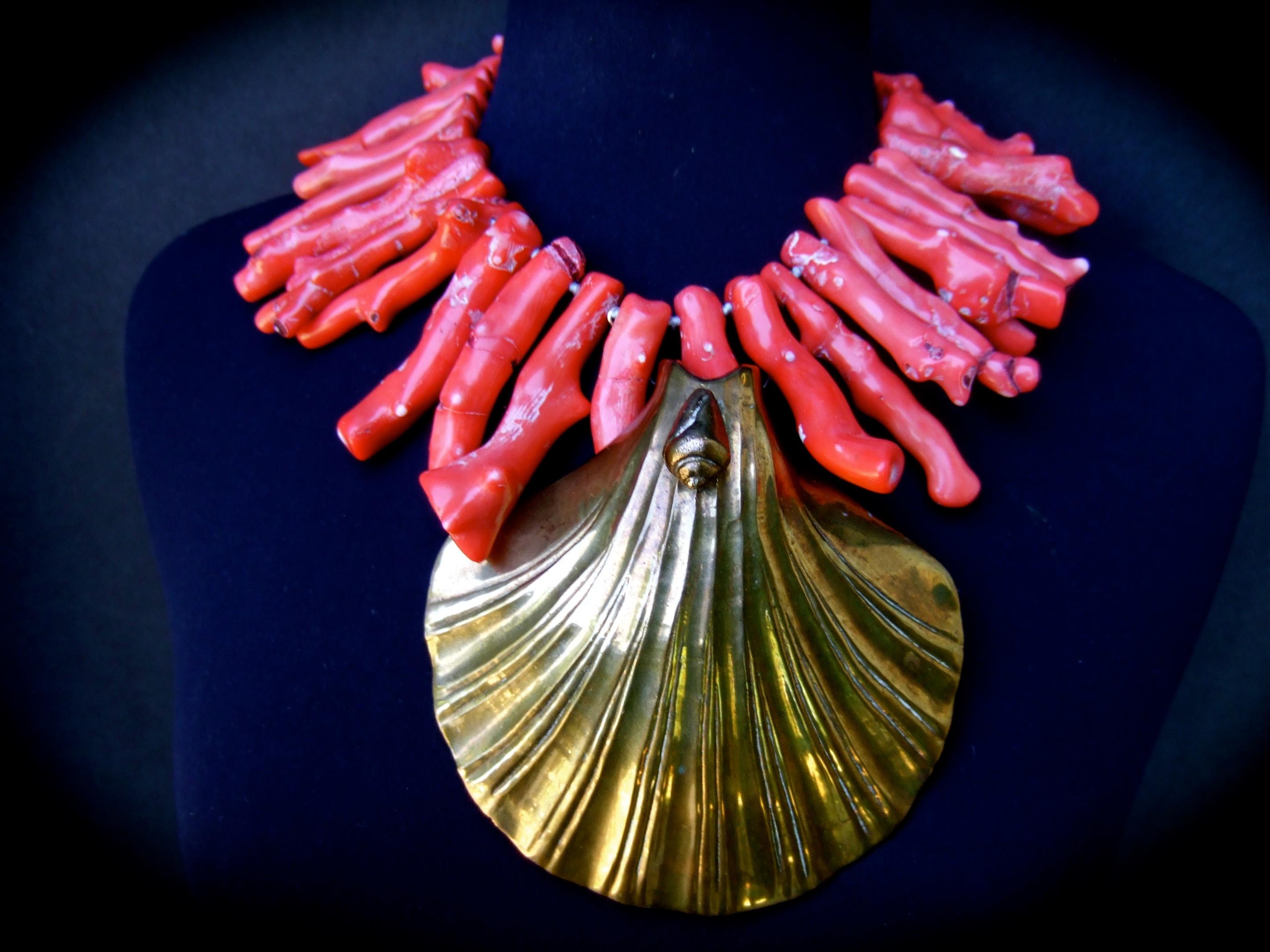 Extraordinary Massive Coral Branch Avant-garde Artisan Statement Necklace c 1980 2