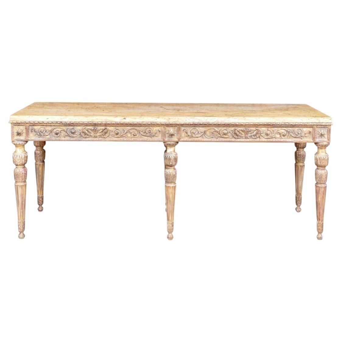Extraordinary & Massive Gilt Italian Neoclassical Style Console W/ Marble Top