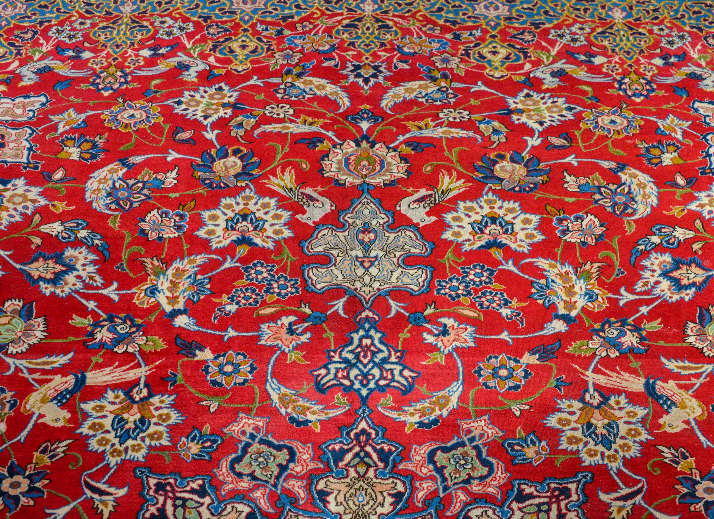 Außergewöhnlicher Isfahan-Teppich aus der Mitte des 20. (Pflanzlich gefärbt) im Angebot