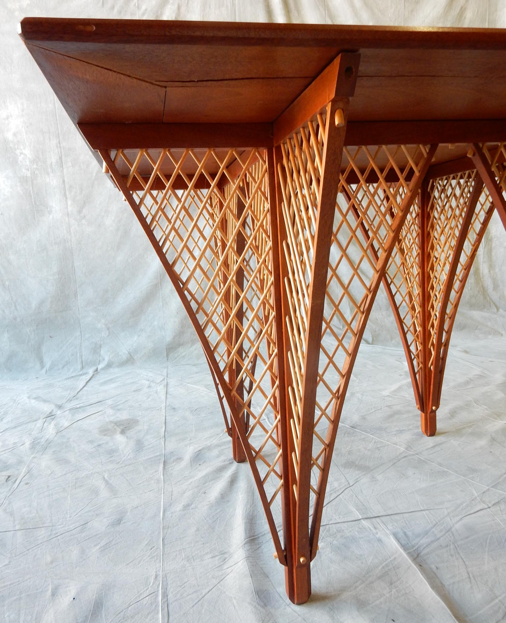 Mid-Century Modern Extraordinary Mid-Century Danish Teak Architectural Lattice Leg Art Table