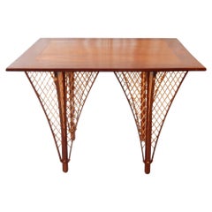 Extraordinary Mid-Century Danish Teak Architectural Lattice Leg Art Table