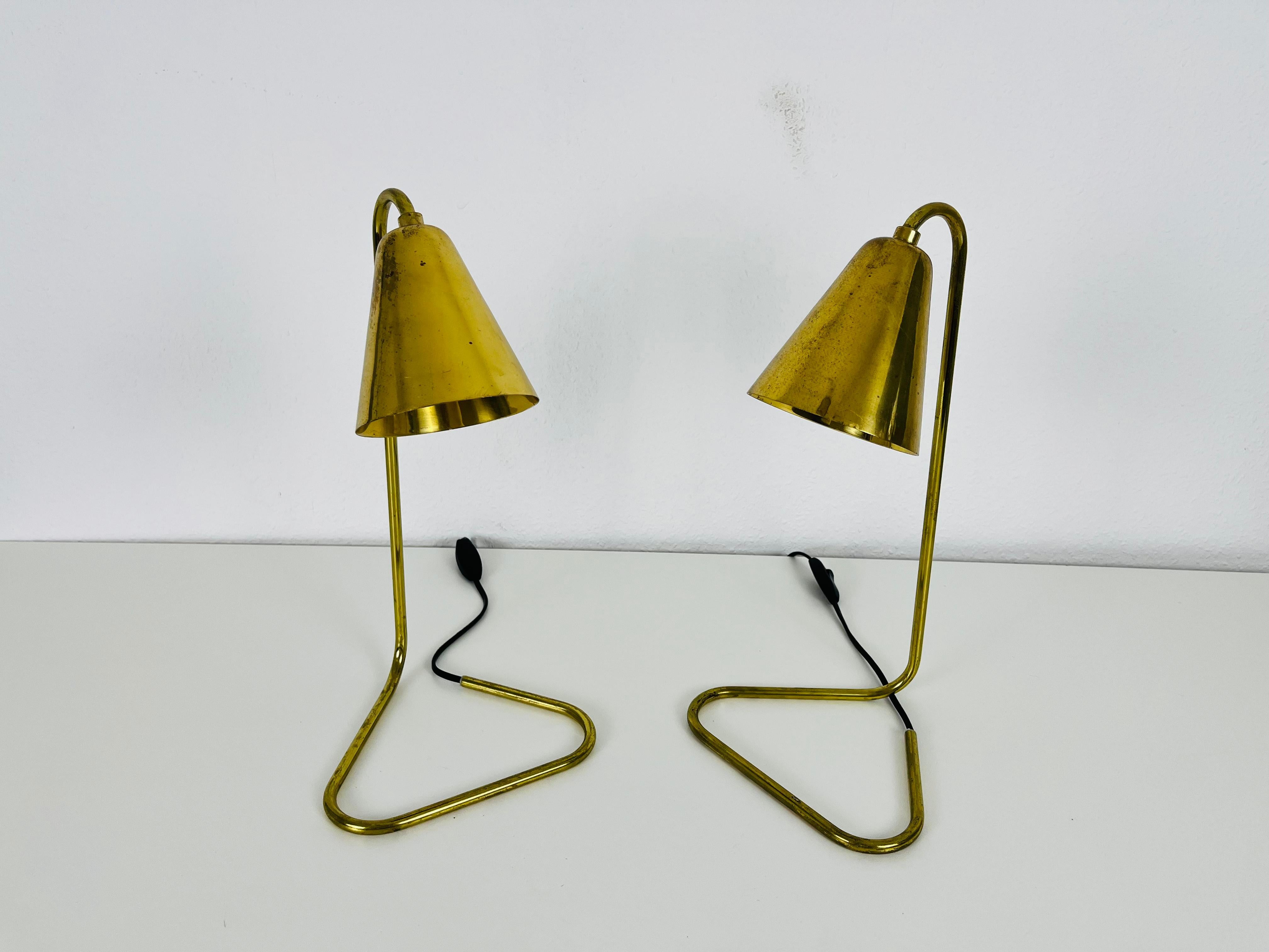 Mid-20th Century Extraordinary Mid-Century Modern Brass Table Lamps, Pair, 1960s