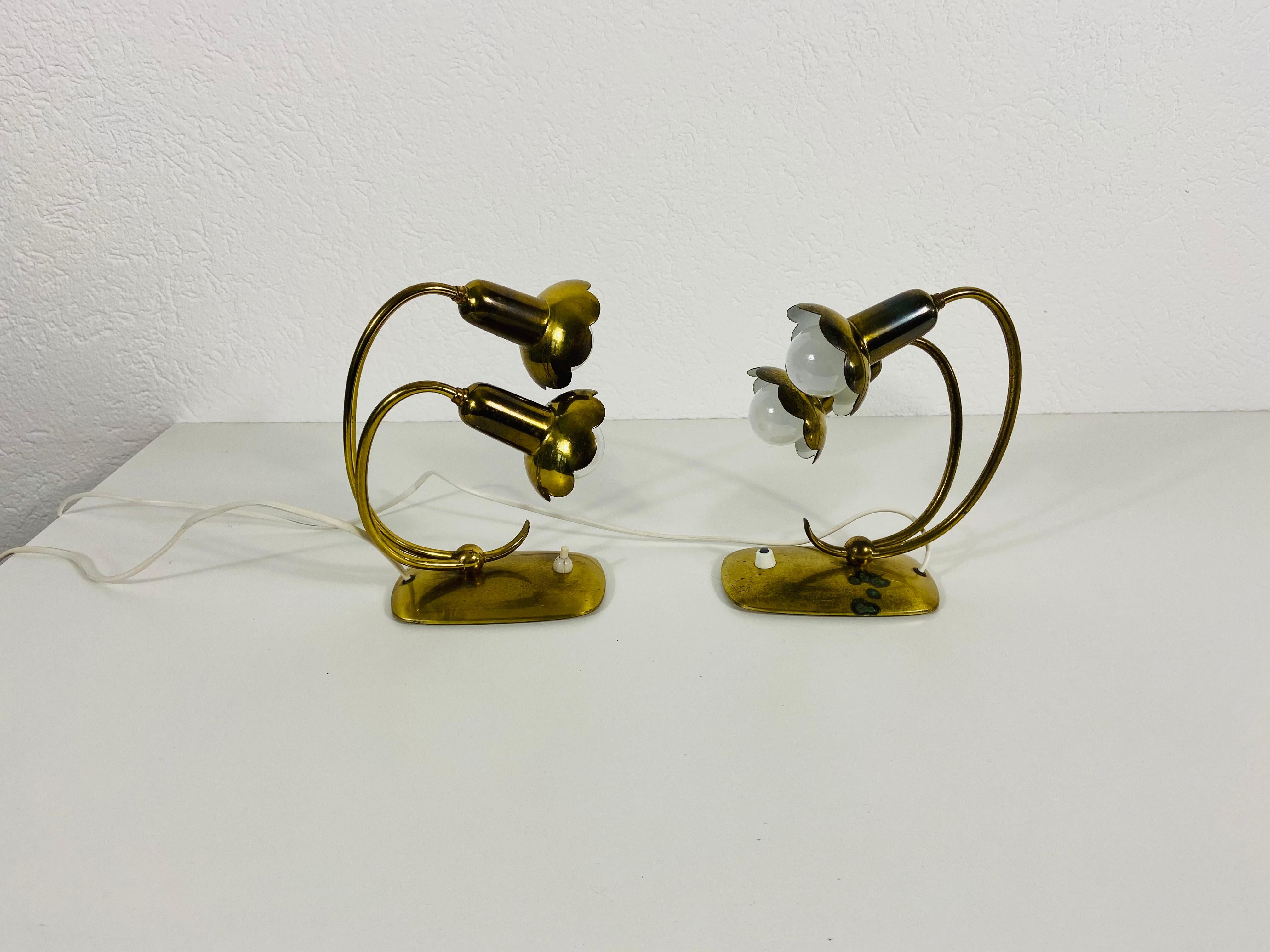 Aluminum Extraordinary Mid-Century Modern Brass Table Lamps, Pair, 1960s